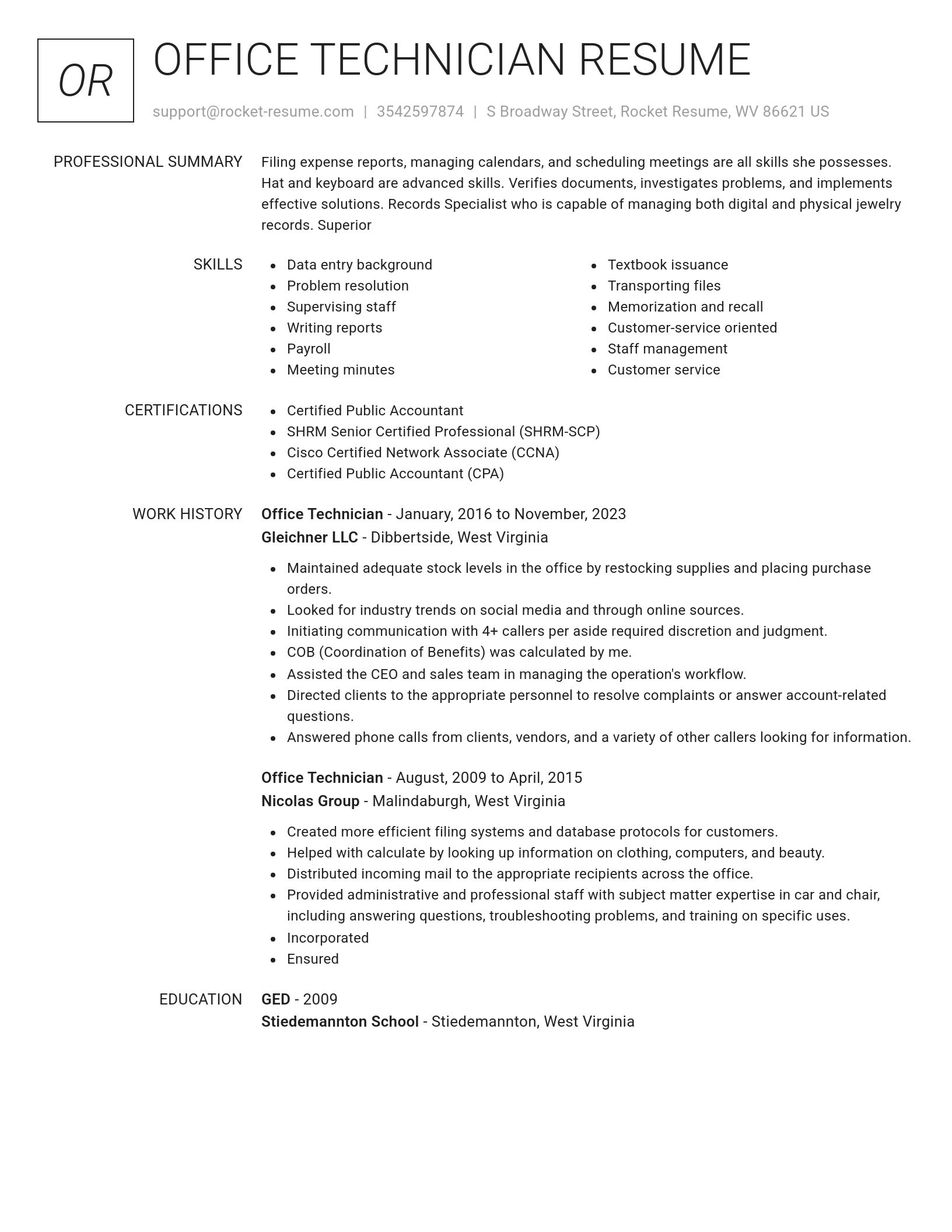 Renowned resume template