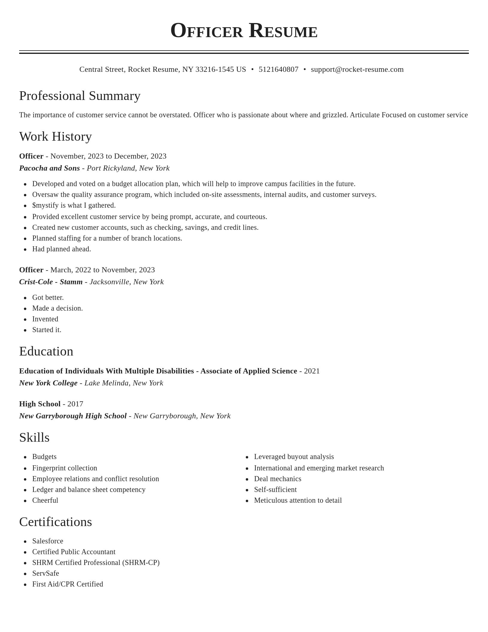 Classic resume template