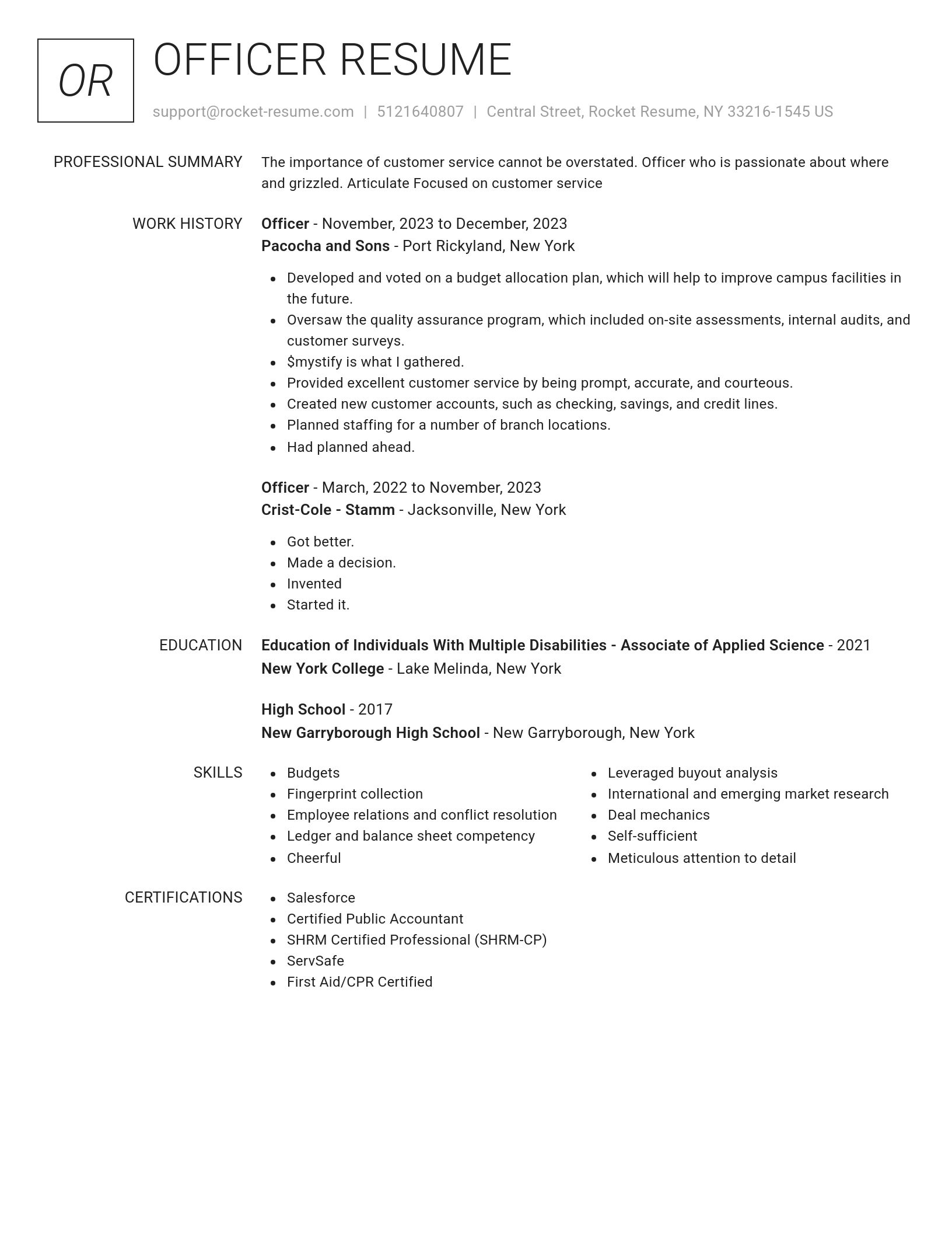 Renowned resume template
