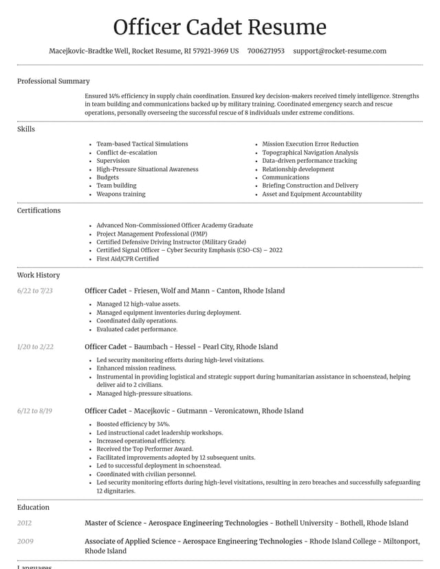Dignified resume template