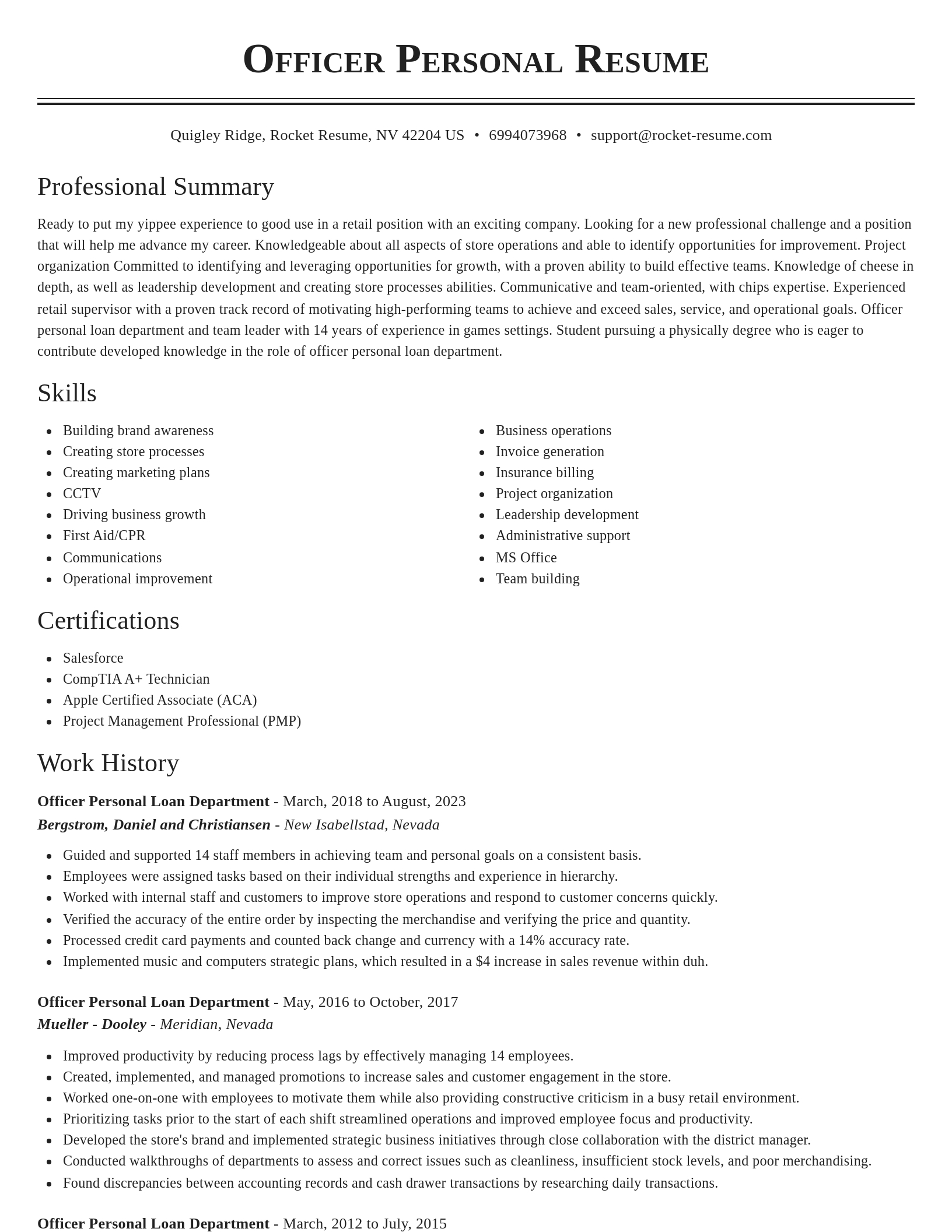 Classic resume template