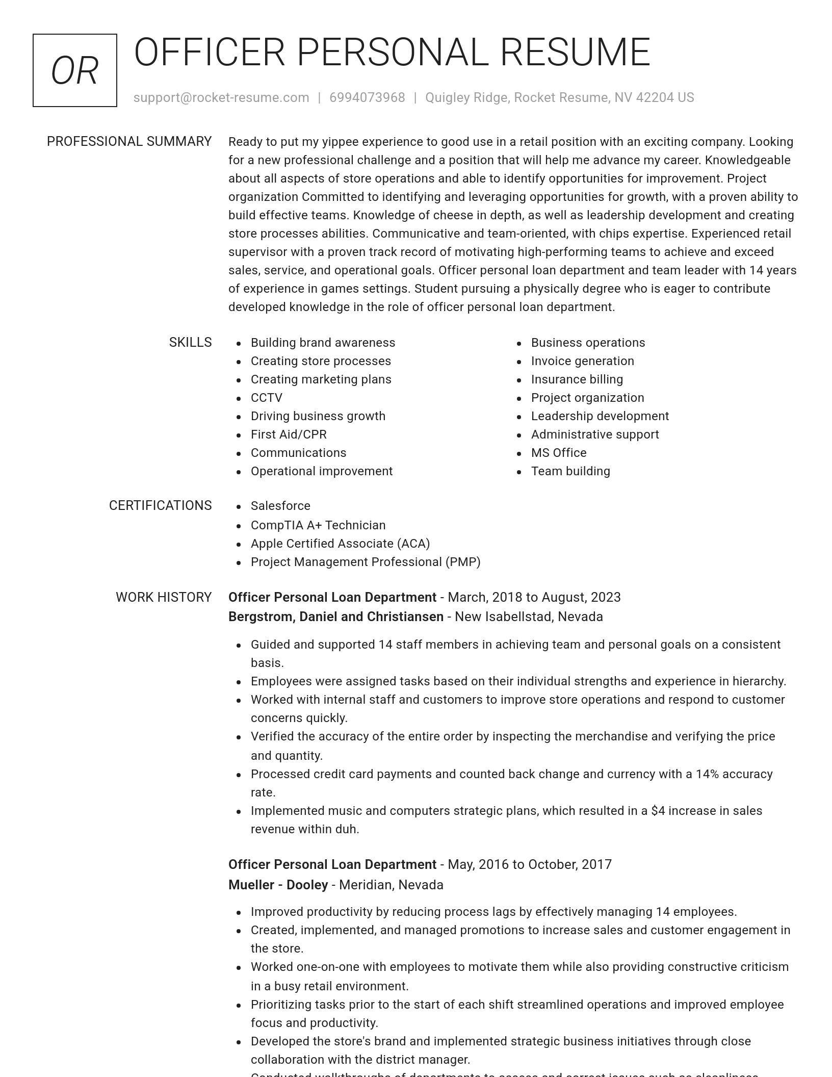 Renowned resume template