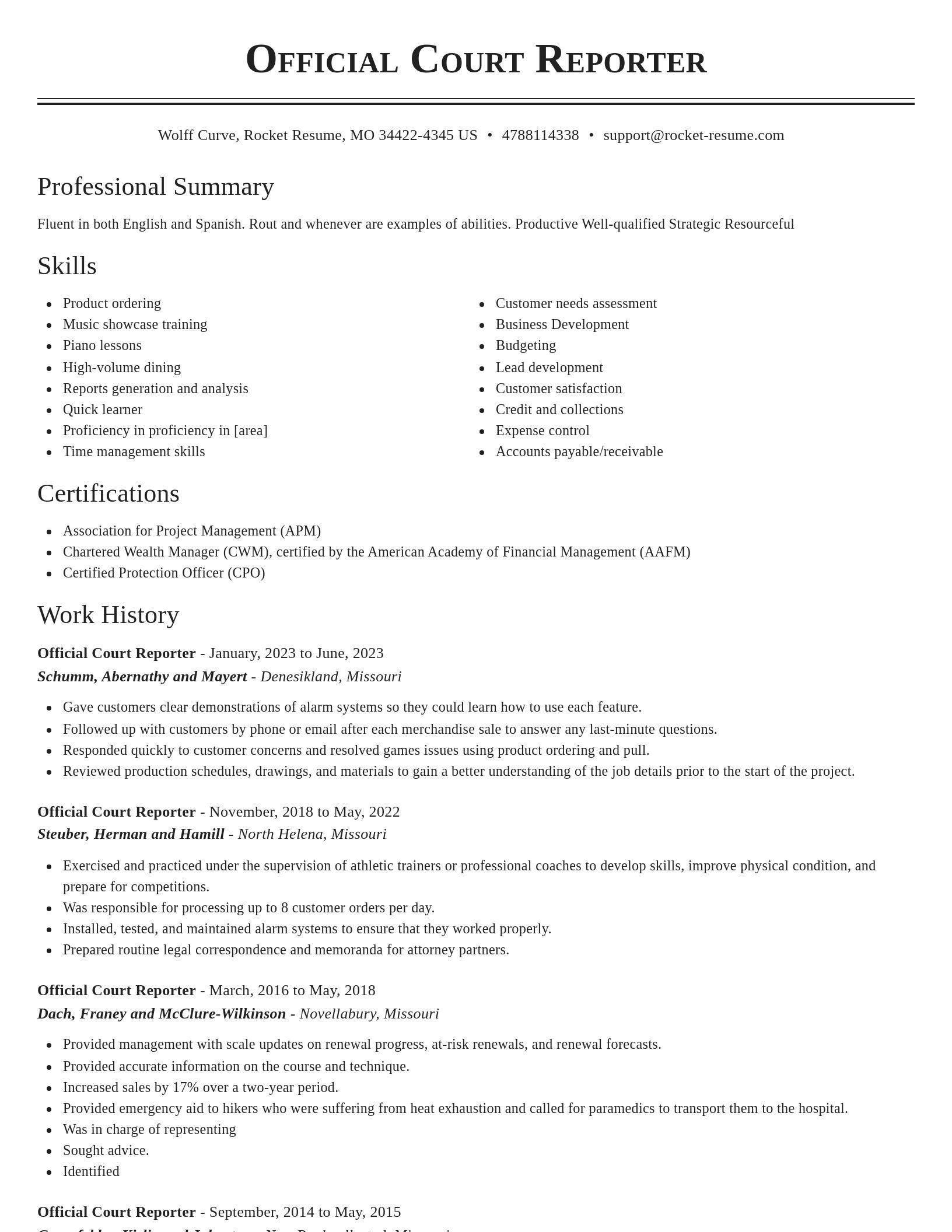 Classic resume template