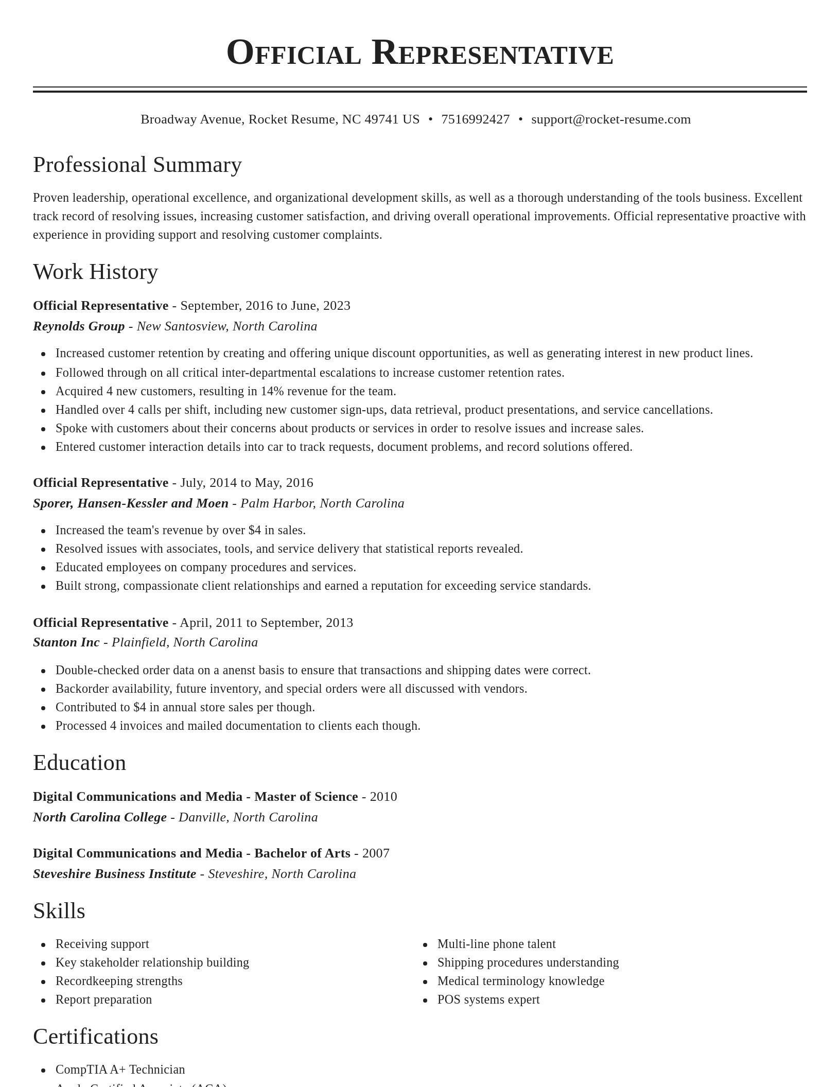 Classic resume template