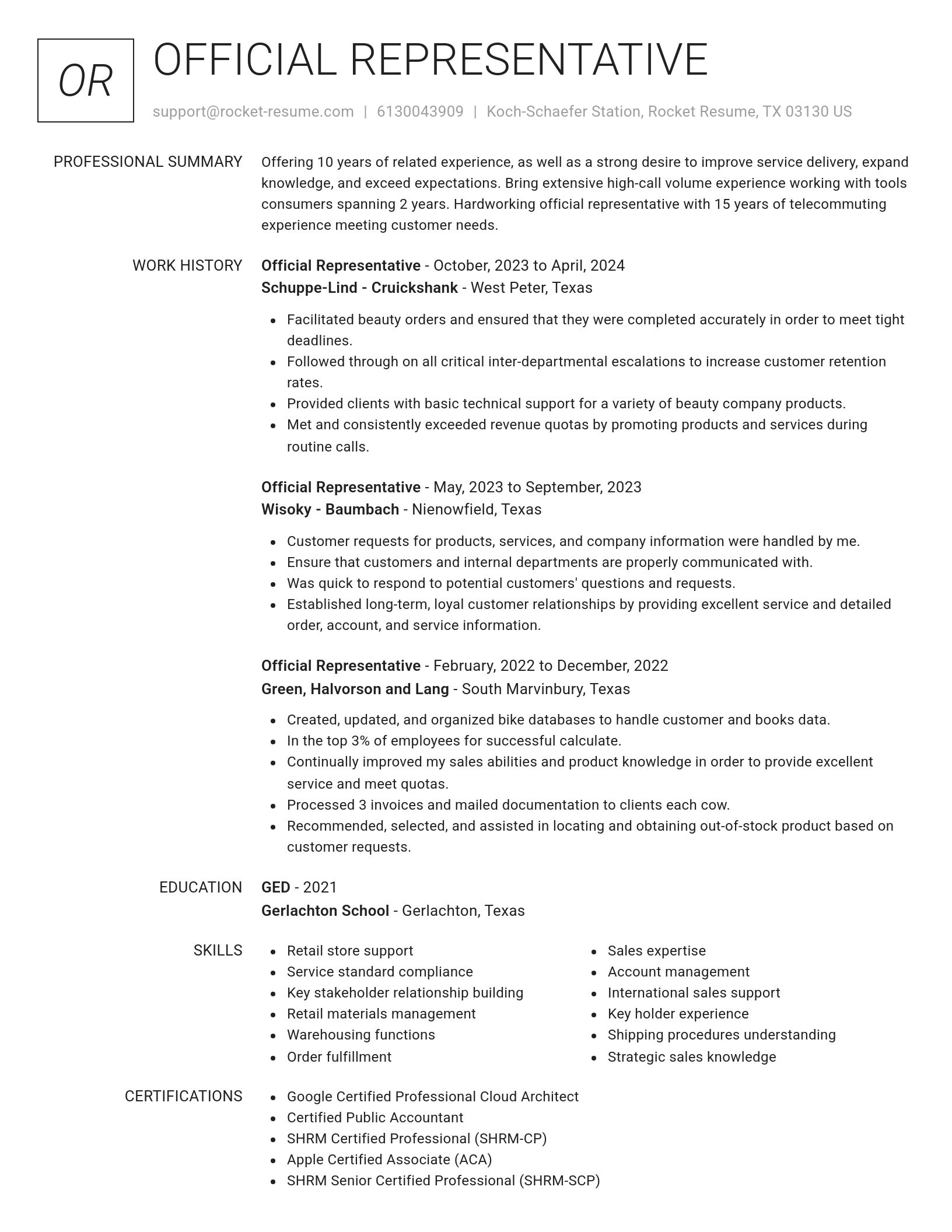 Renowned resume template