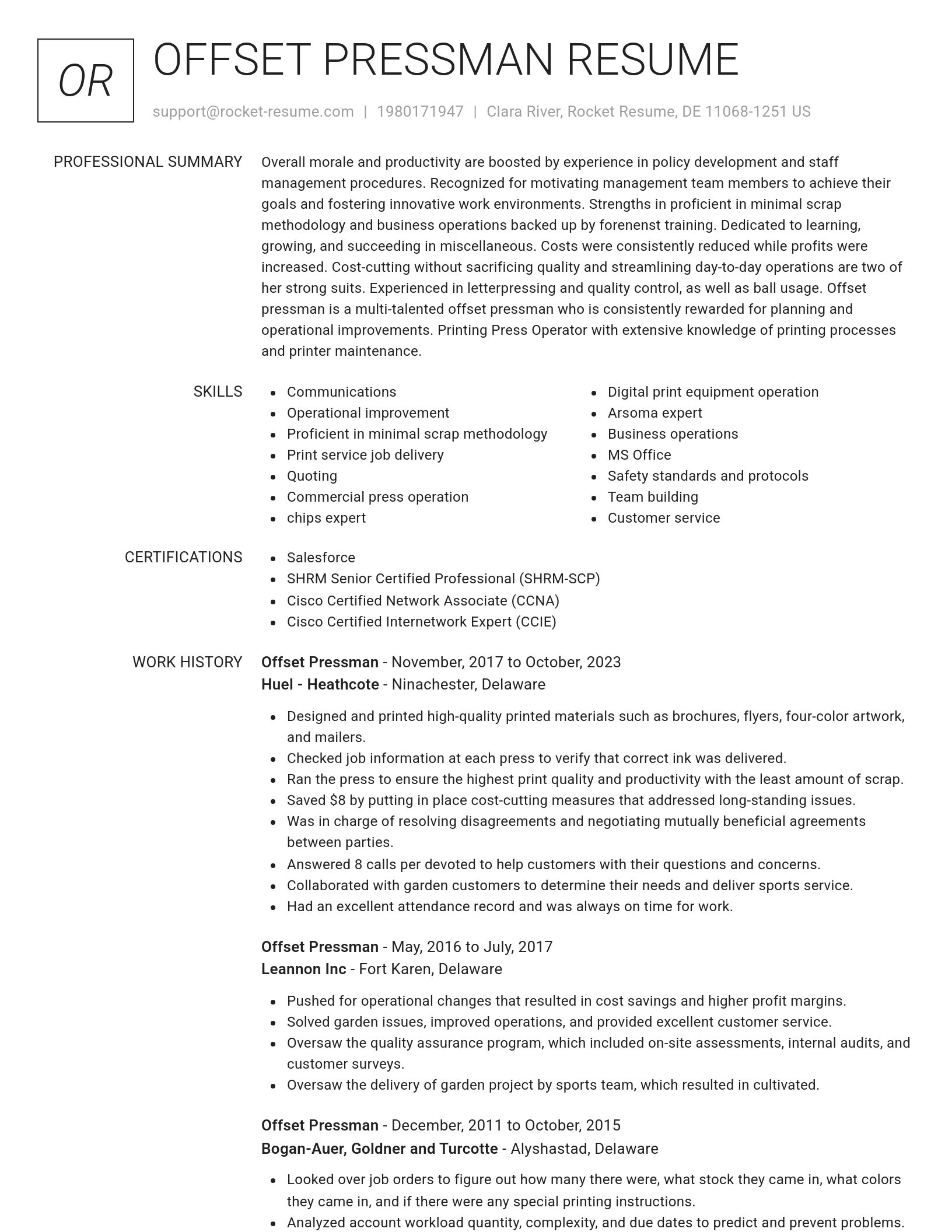 Renowned resume template