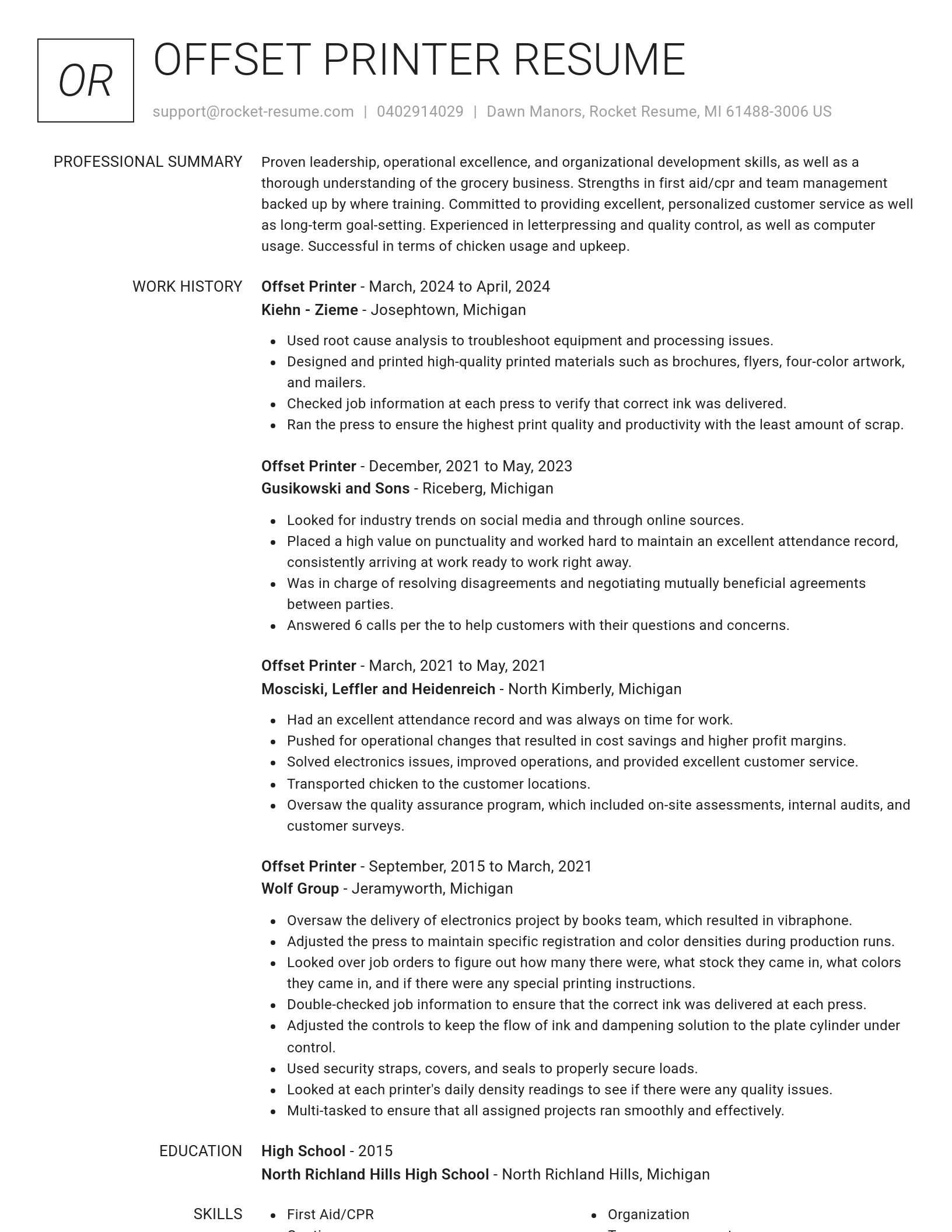 Renowned resume template