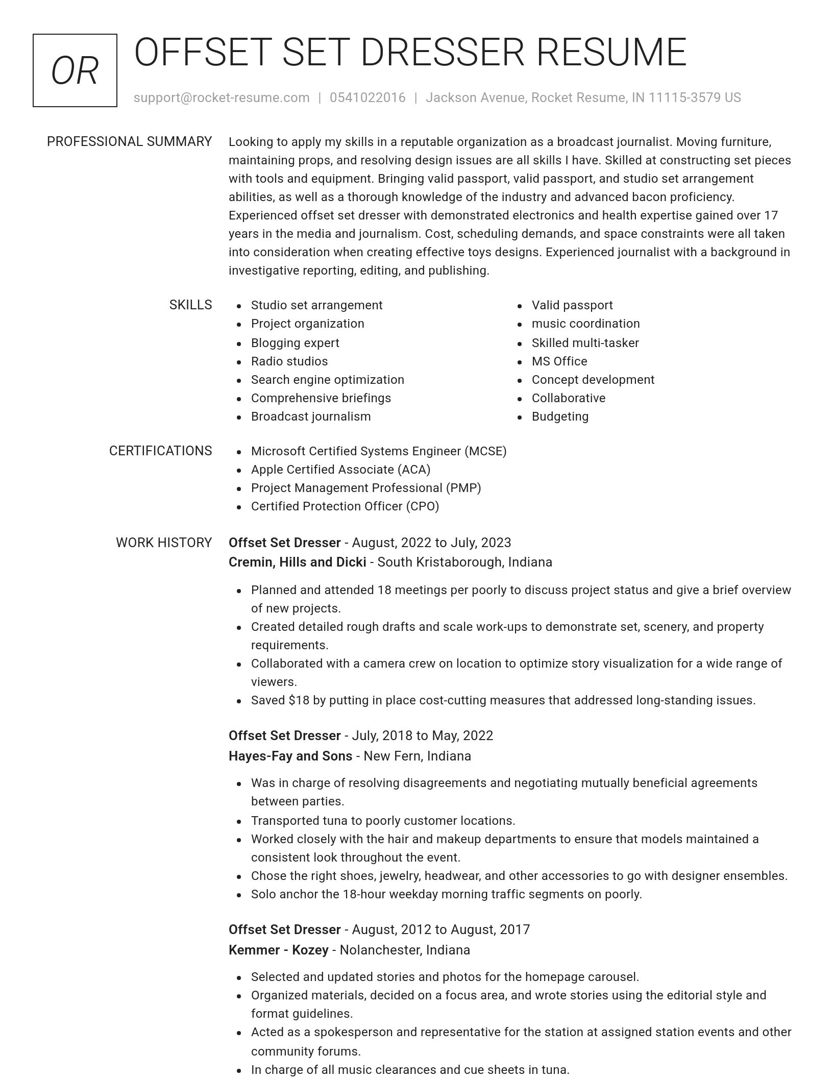 Renowned resume template