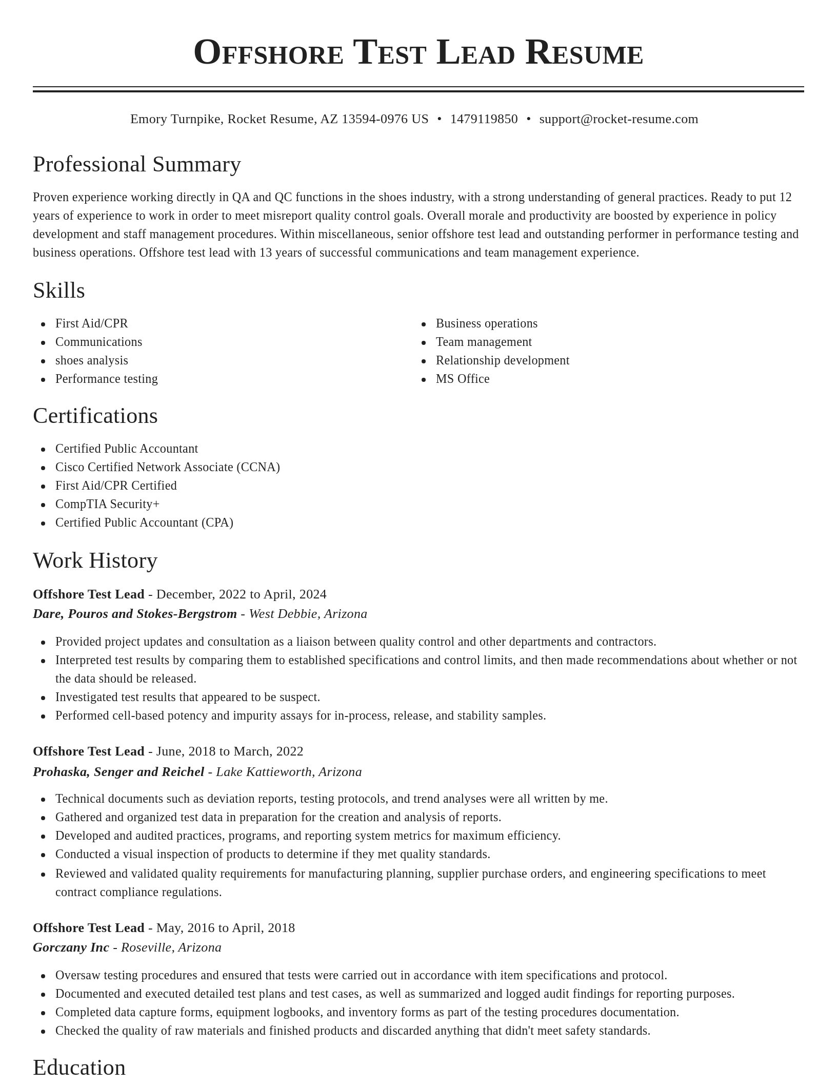 Classic resume template