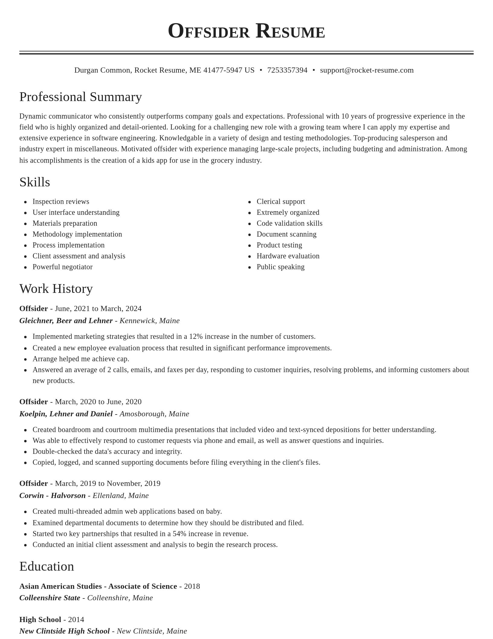 Classic resume template