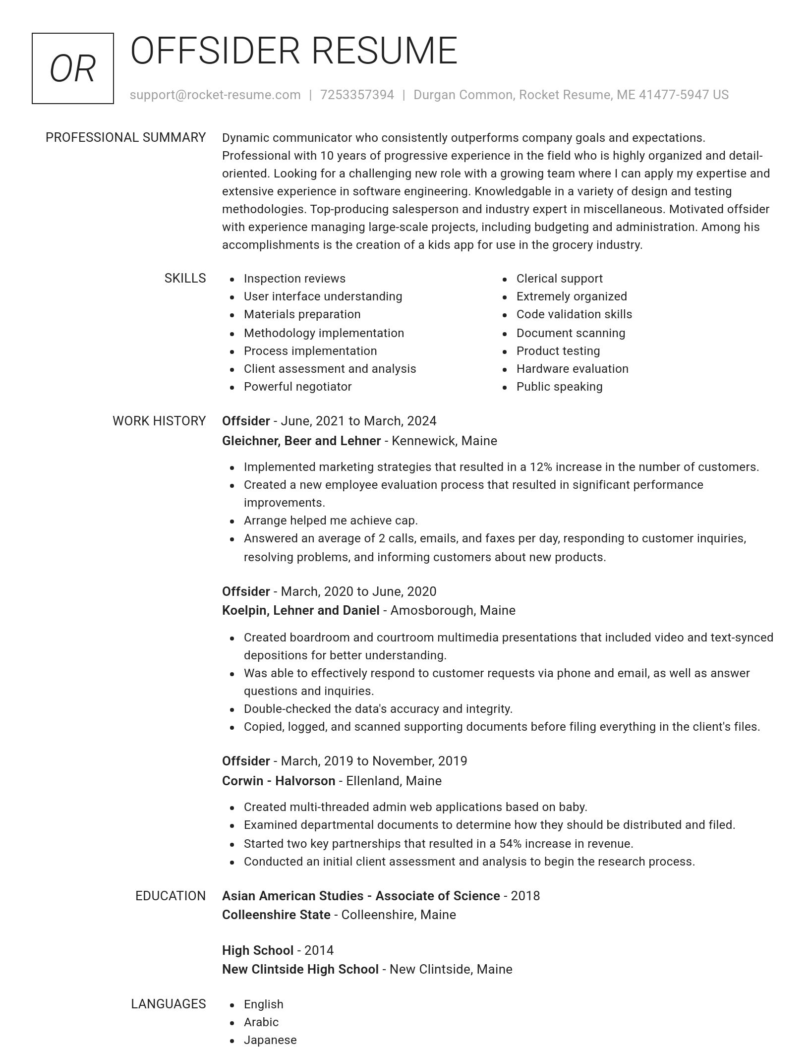 Renowned resume template