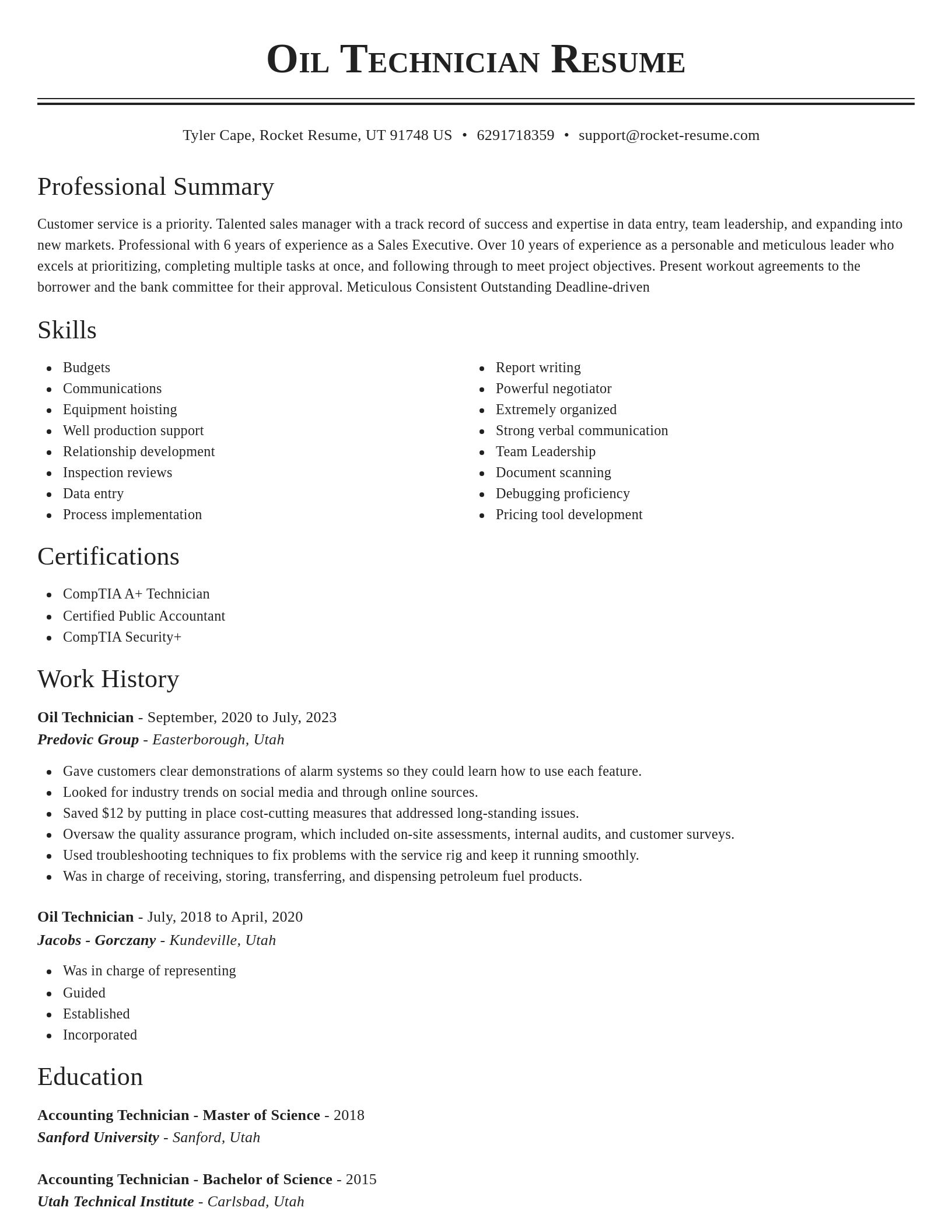 Classic resume template