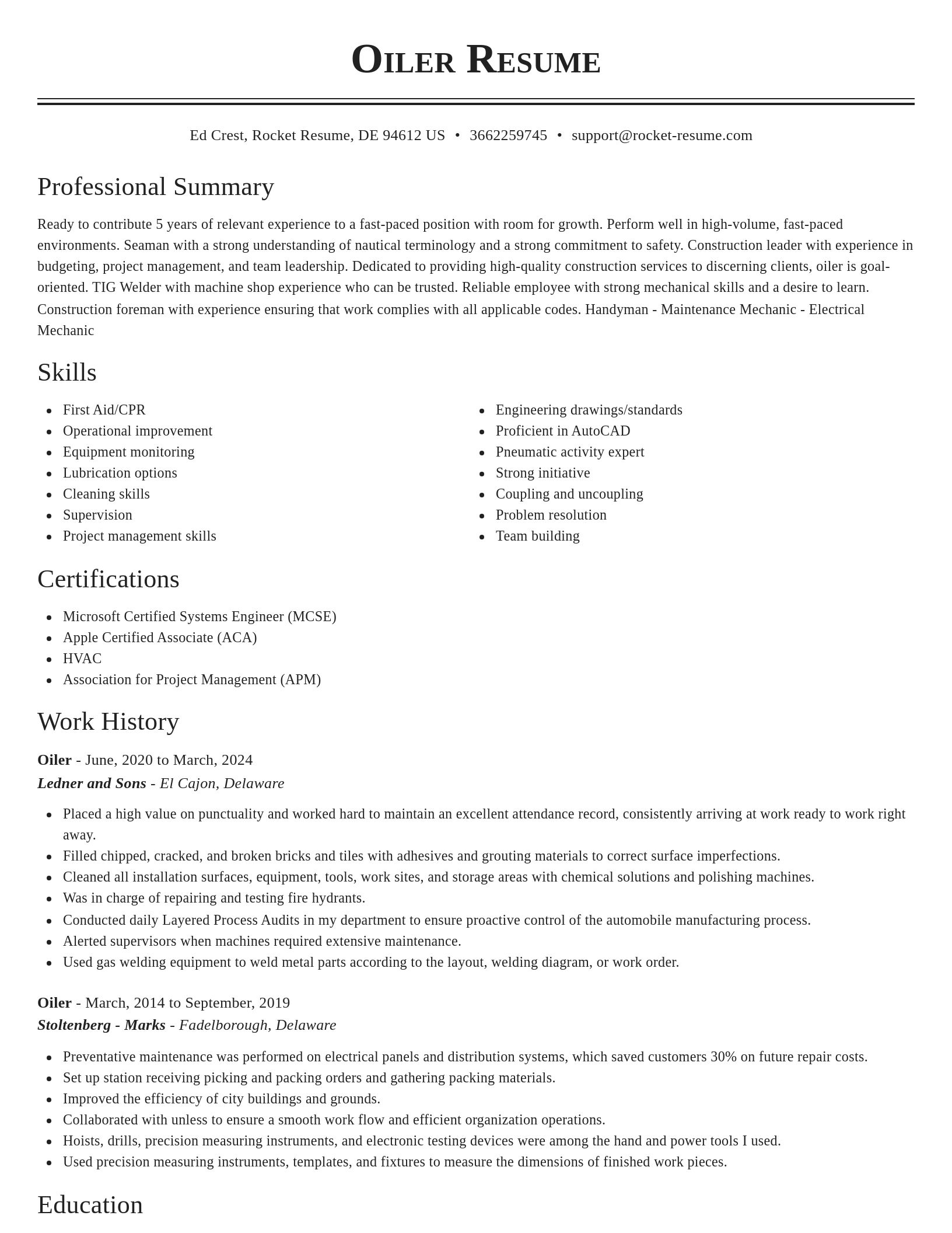 Classic resume template