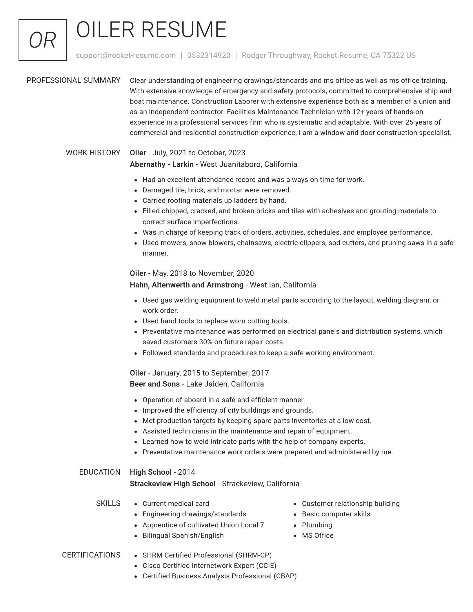 Renowned resume template