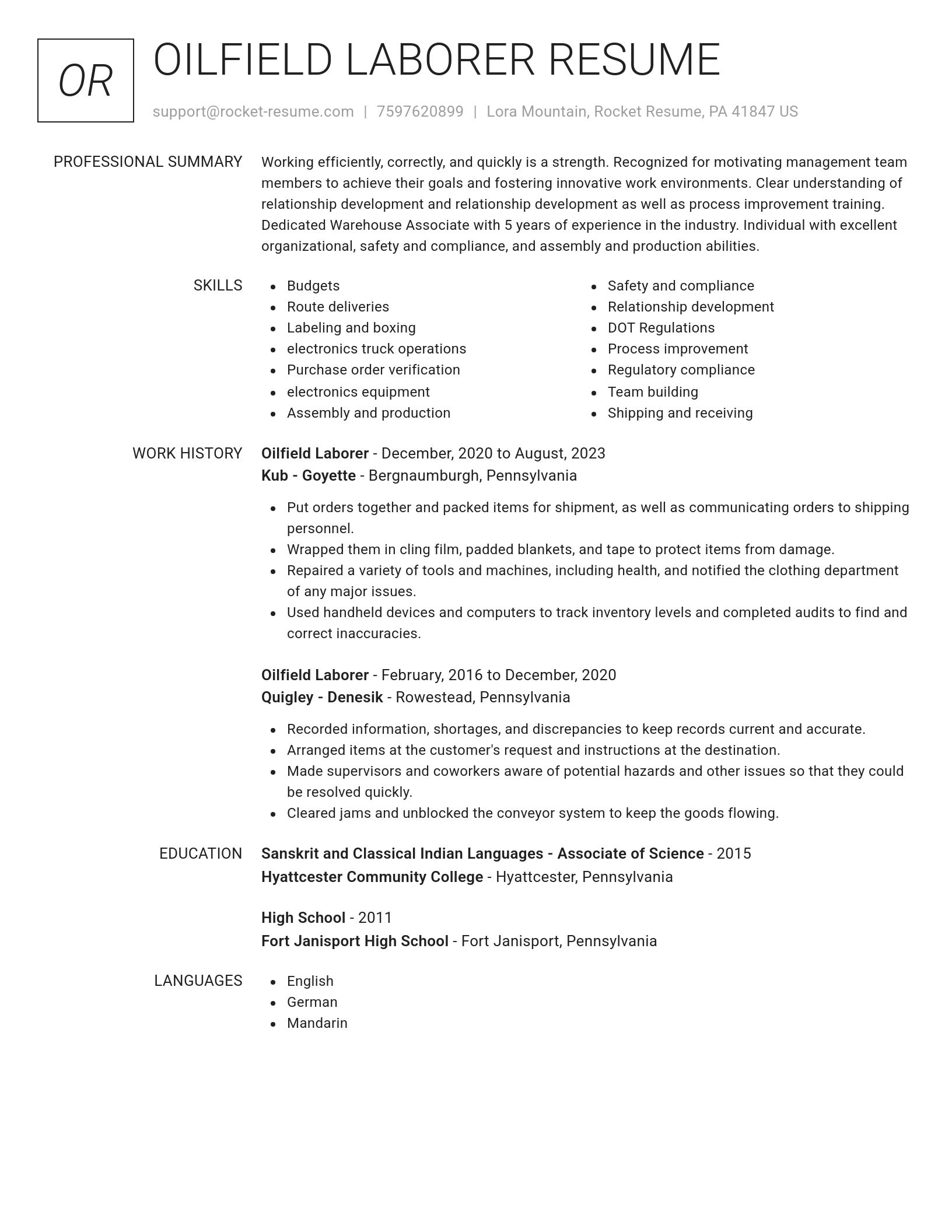 Renowned resume template