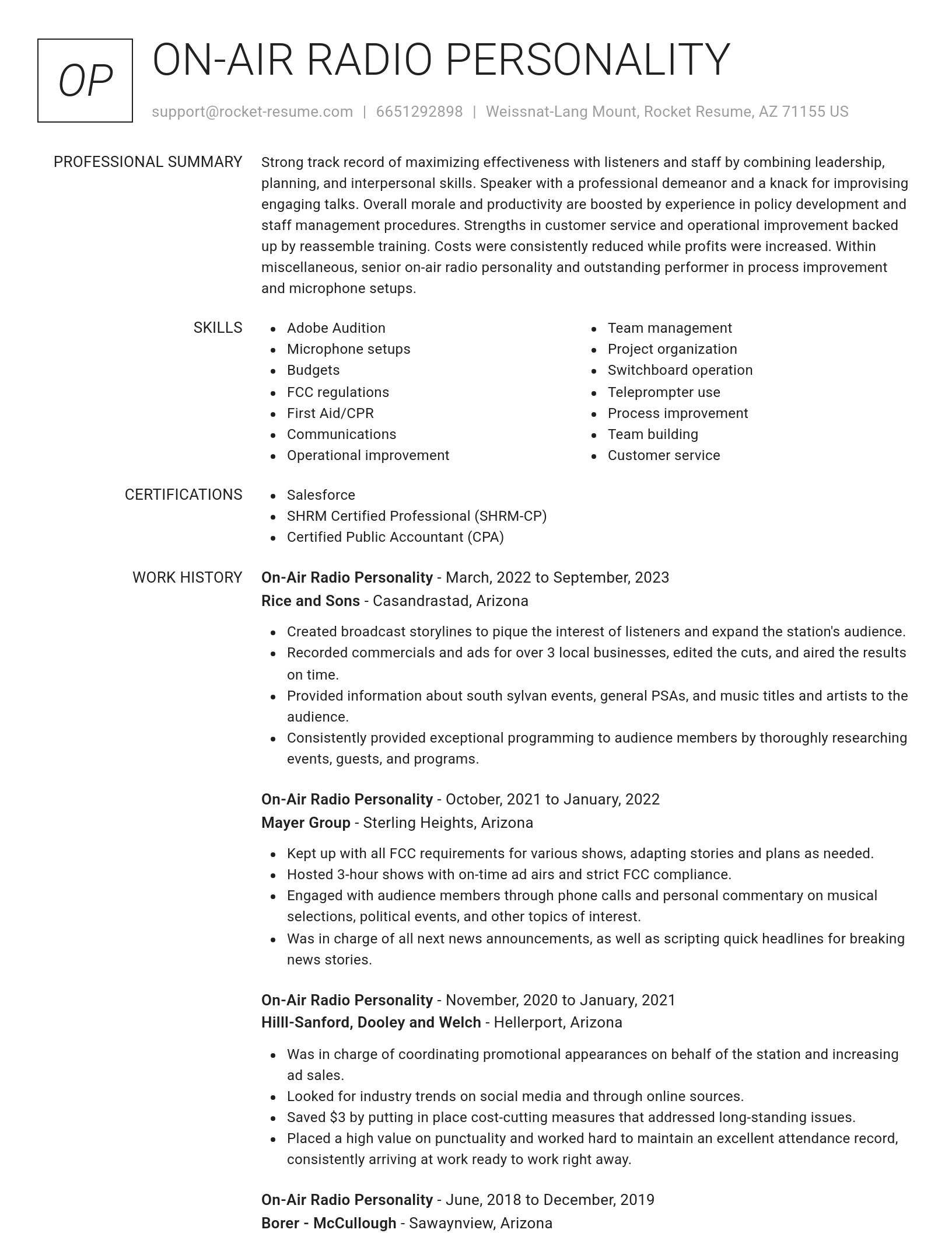 Renowned resume template