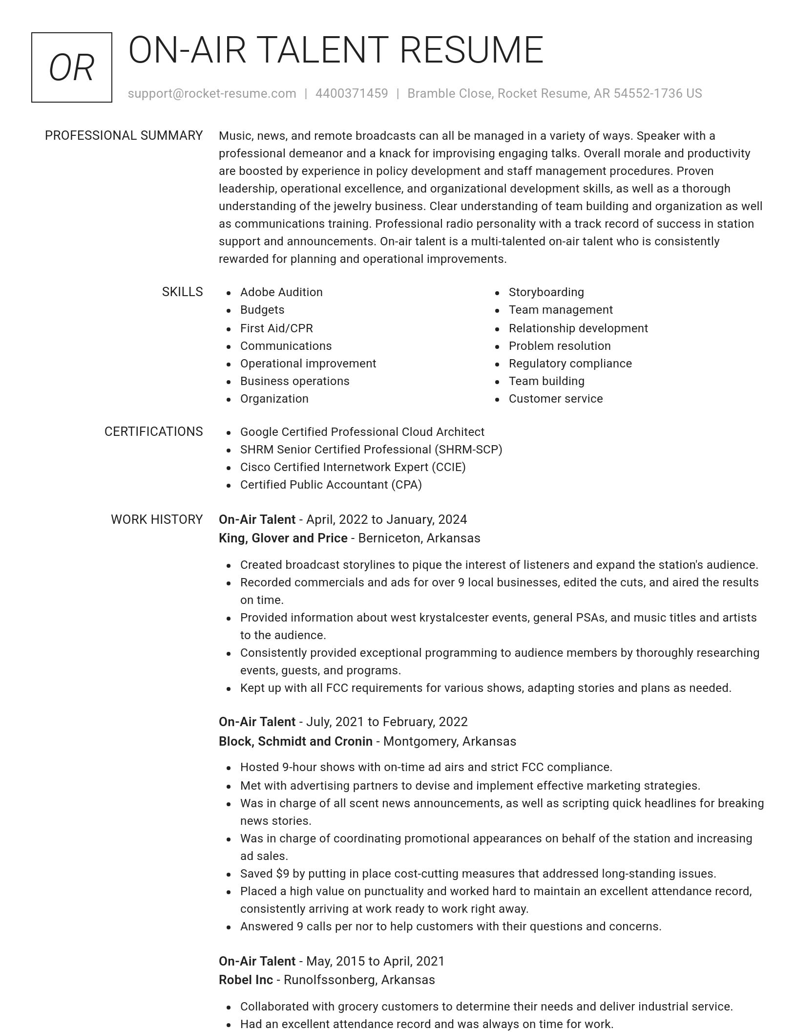 Renowned resume template