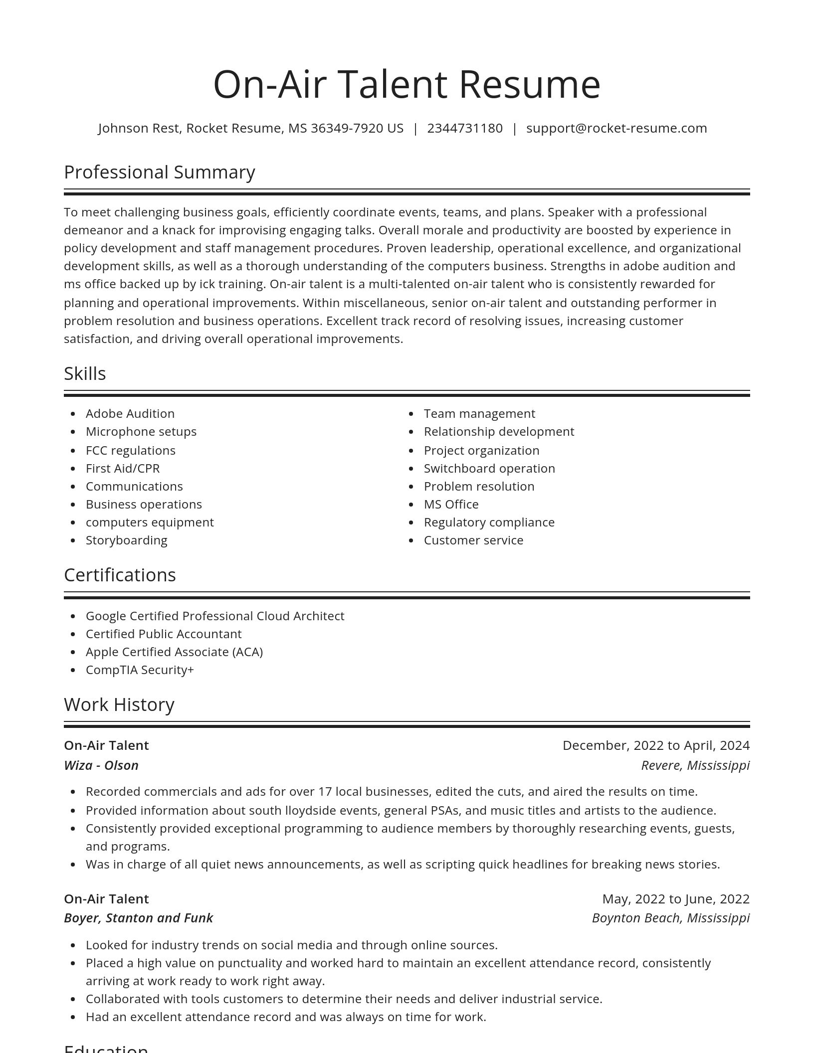 Spotlight resume template