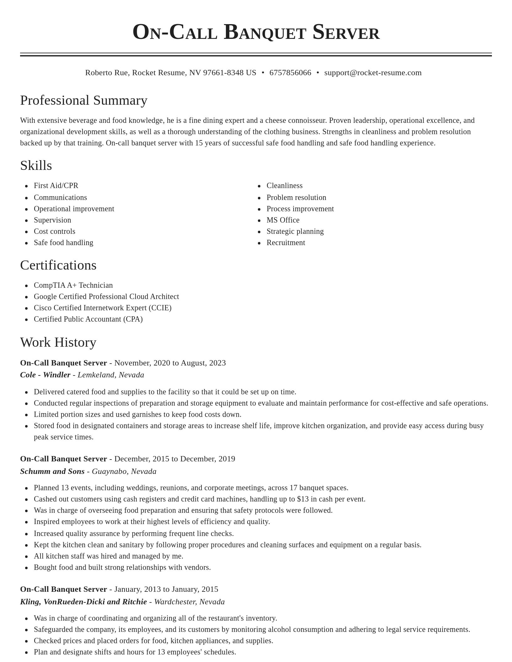 Classic resume template
