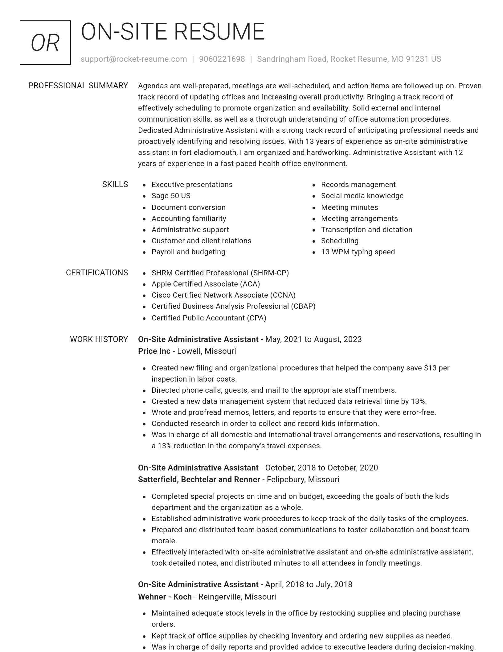 Renowned resume template