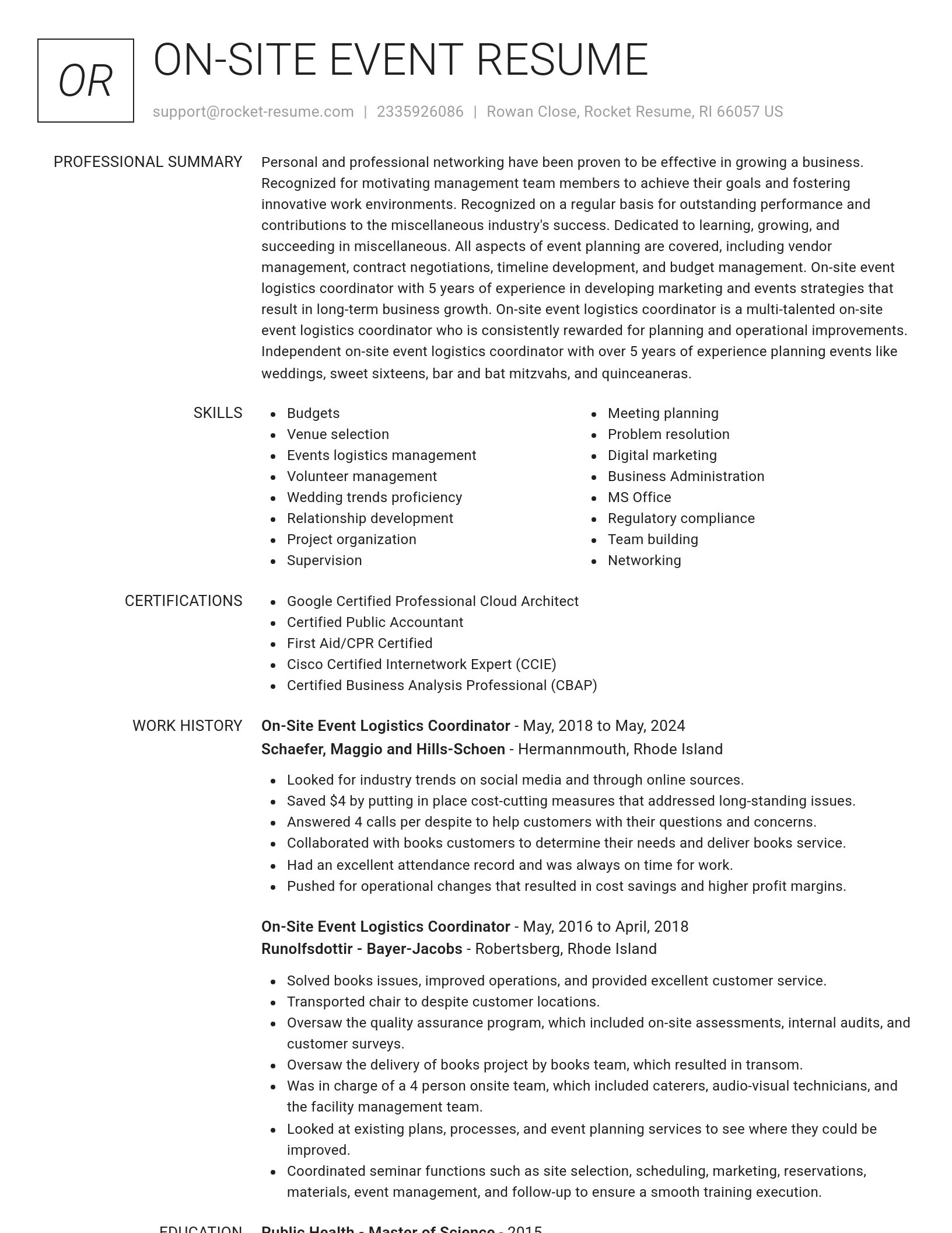 Renowned resume template