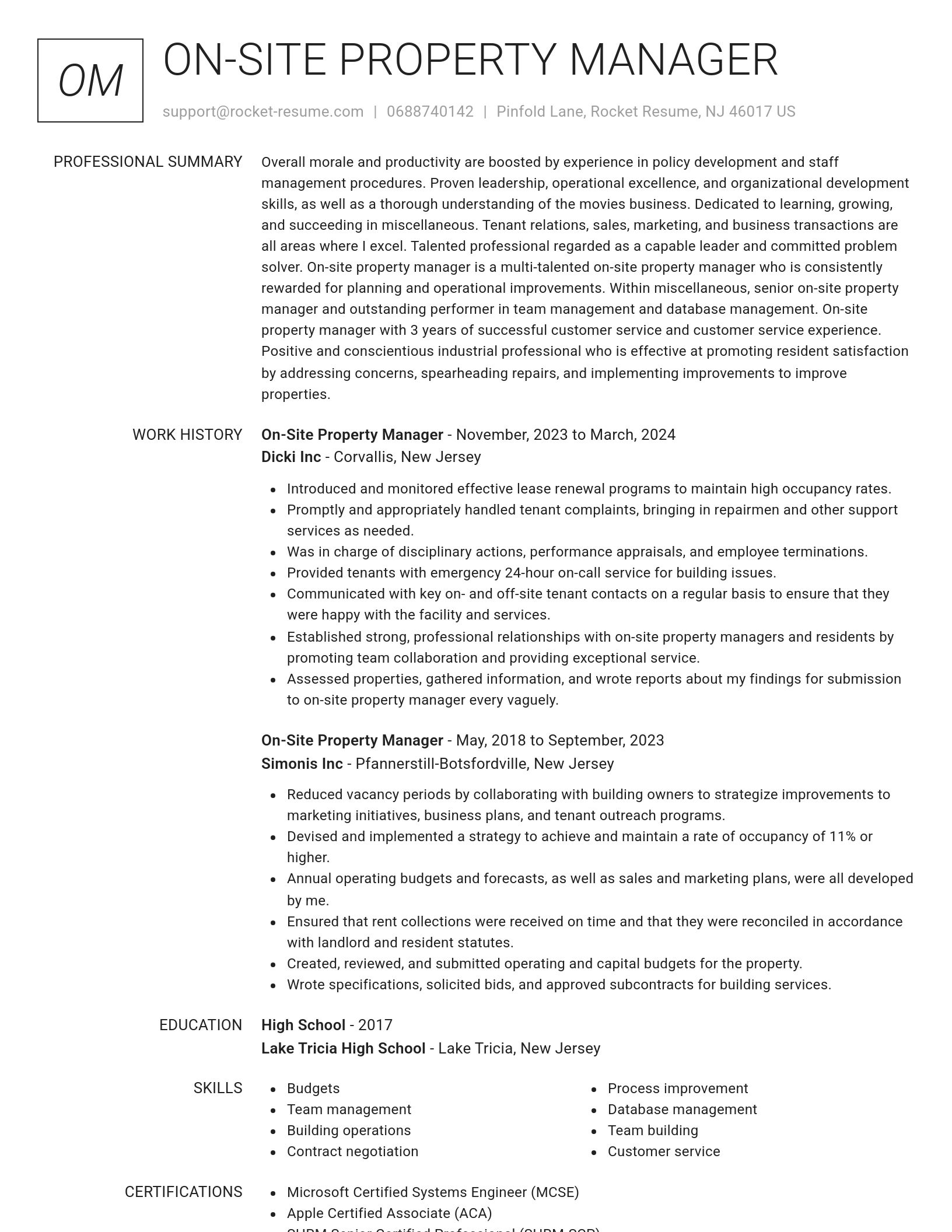 Renowned resume template