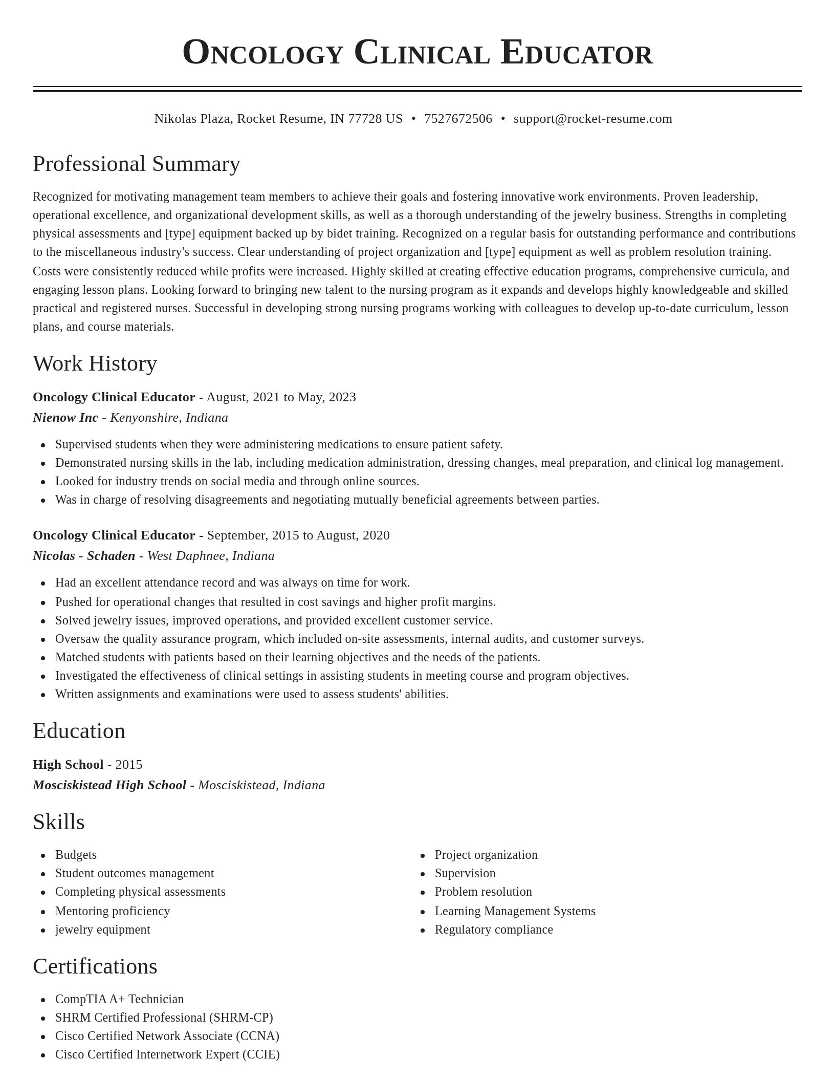 Classic resume template