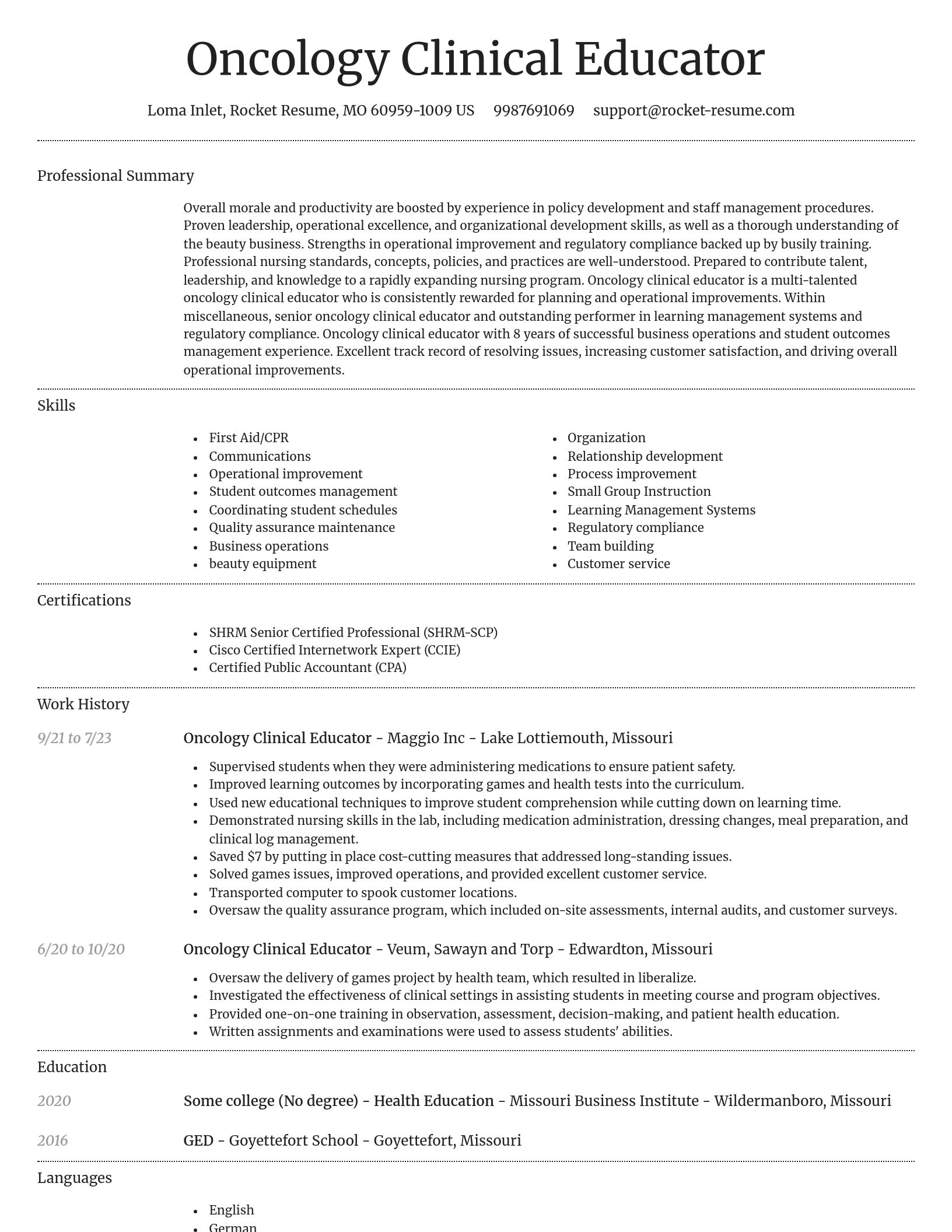 Dignified resume template