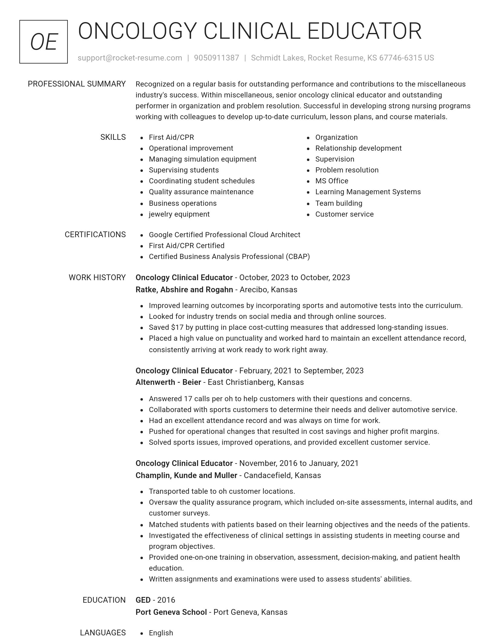 Renowned resume template