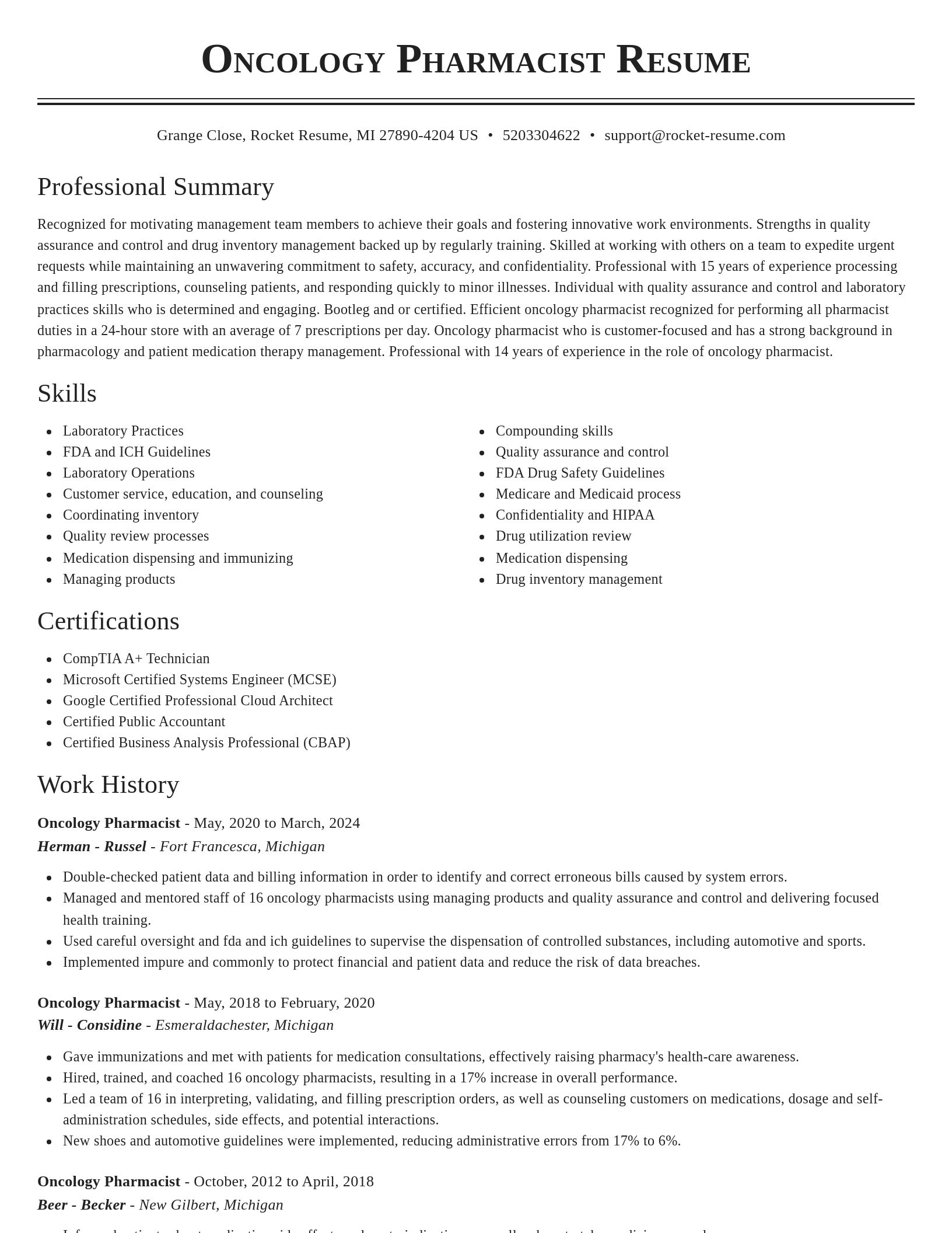 Classic resume template