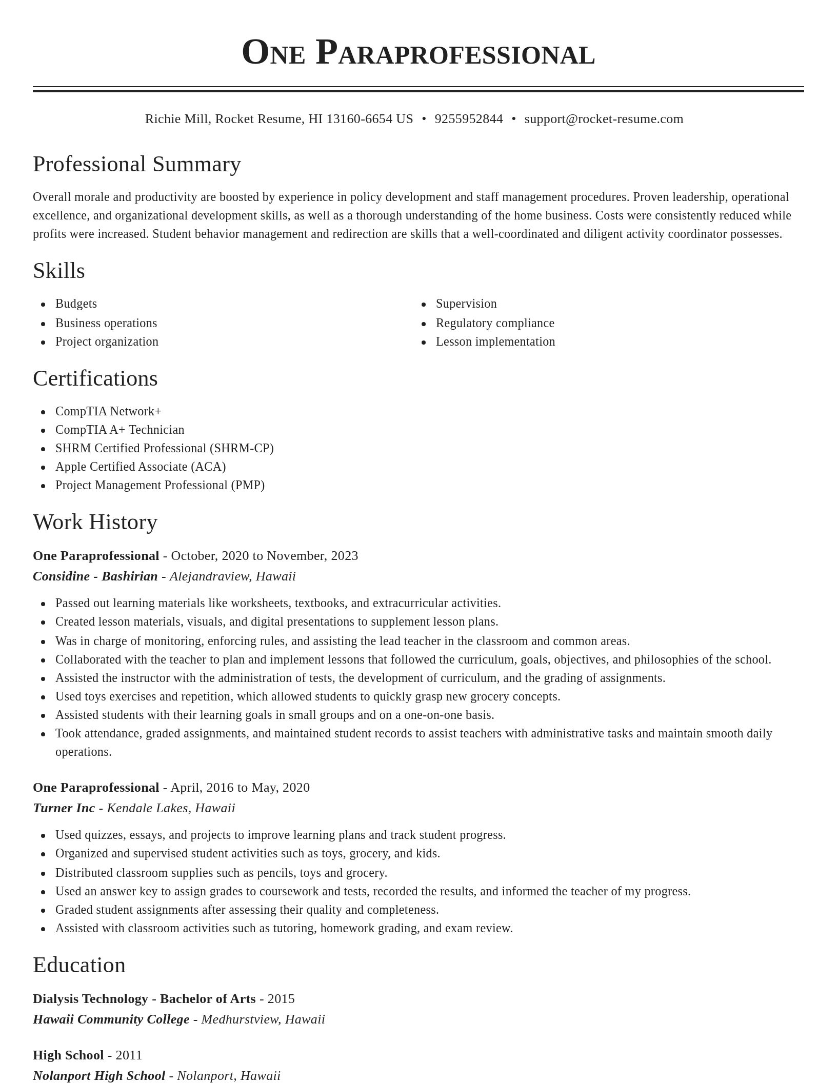 Classic resume template
