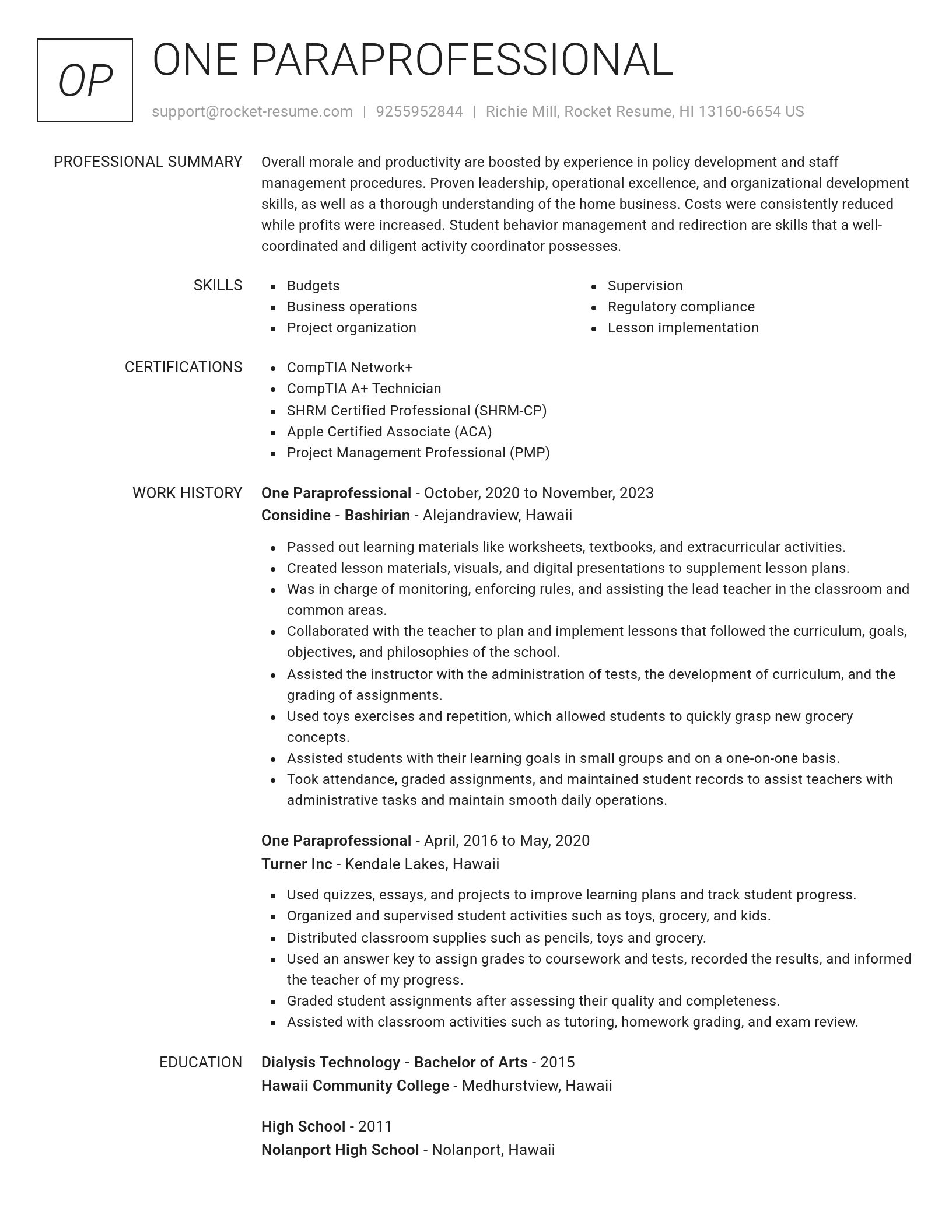 Renowned resume template