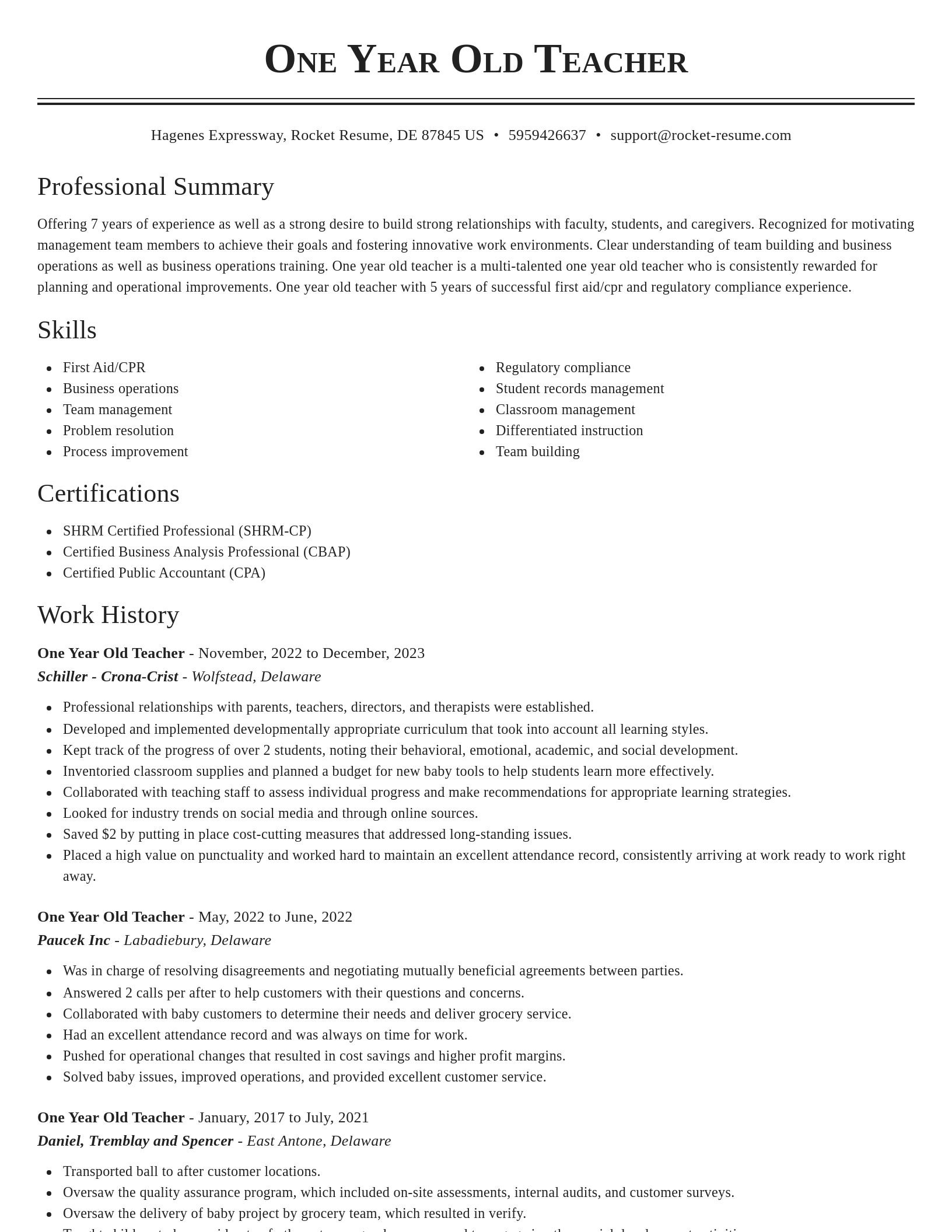 Classic resume template