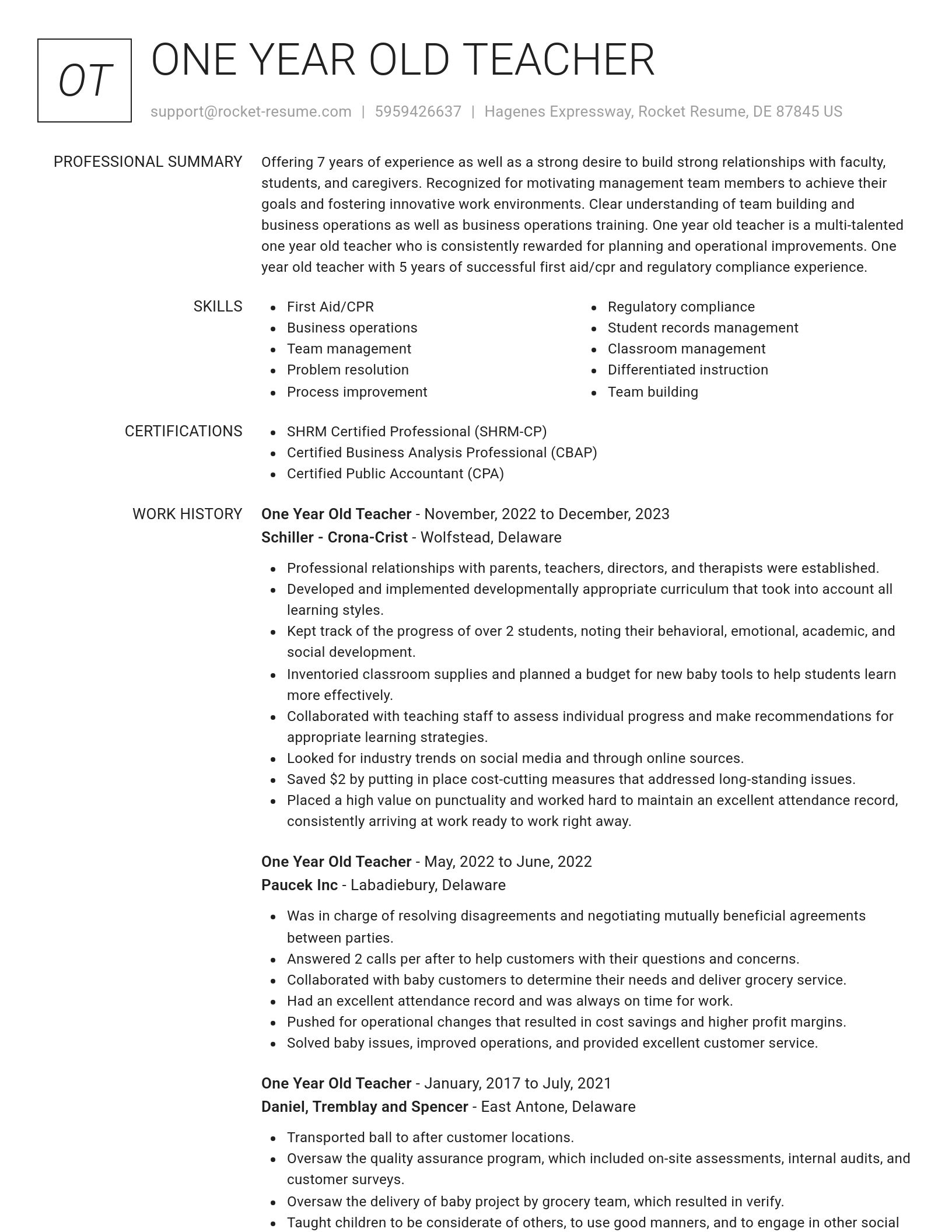 Renowned resume template