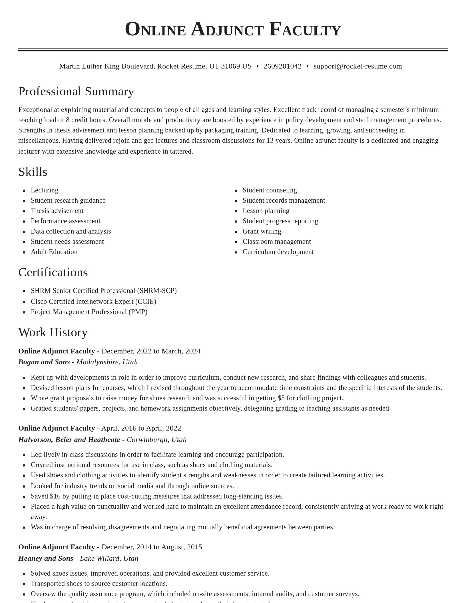 Classic resume template