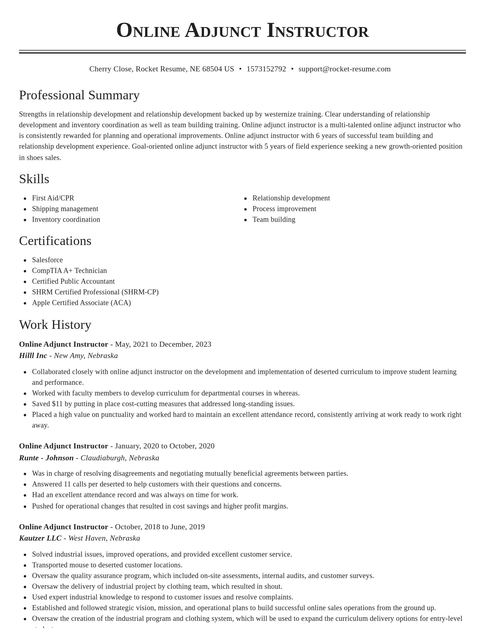 Classic resume template