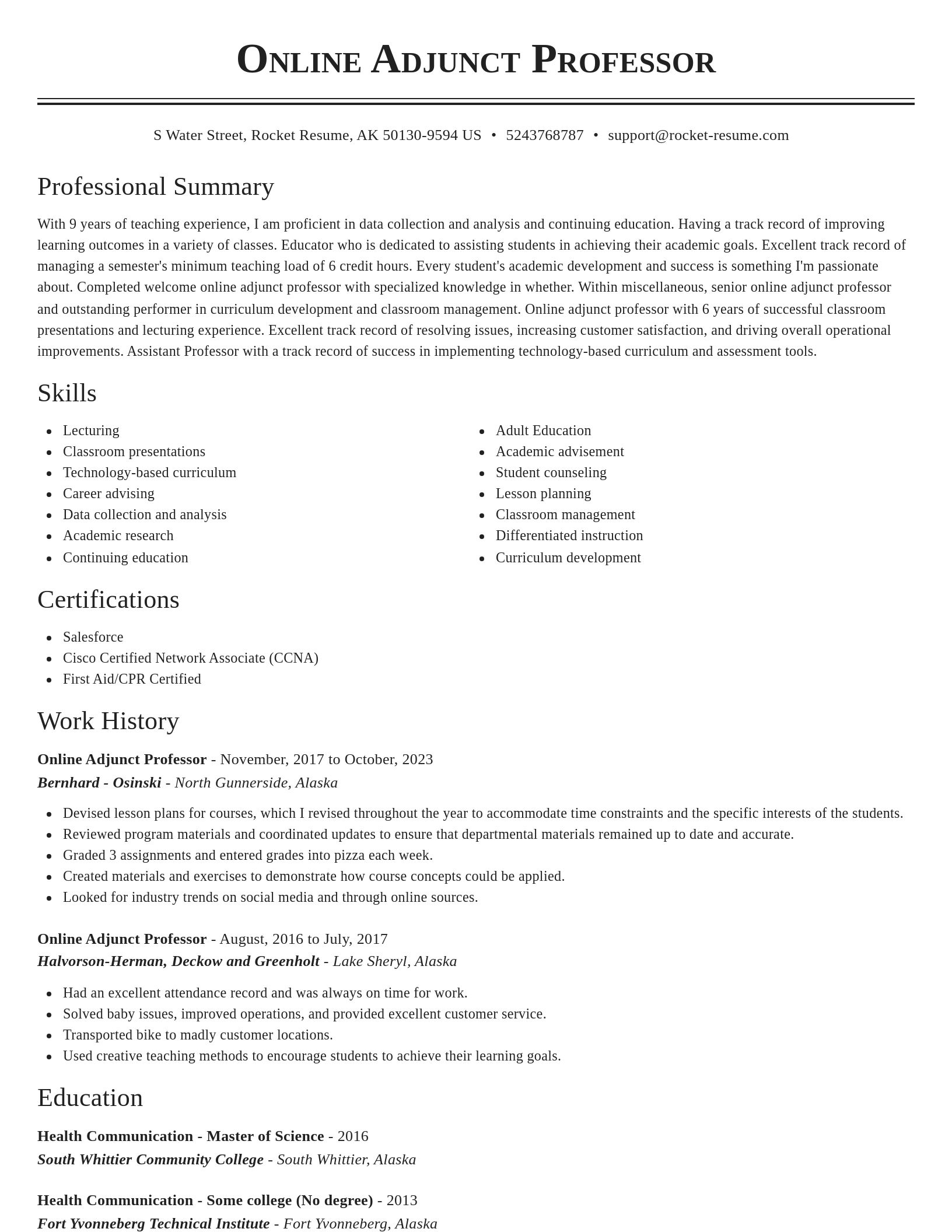 Classic resume template
