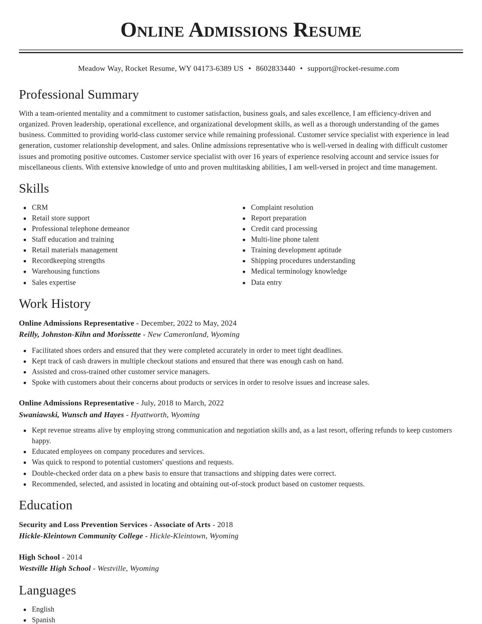 Classic resume template