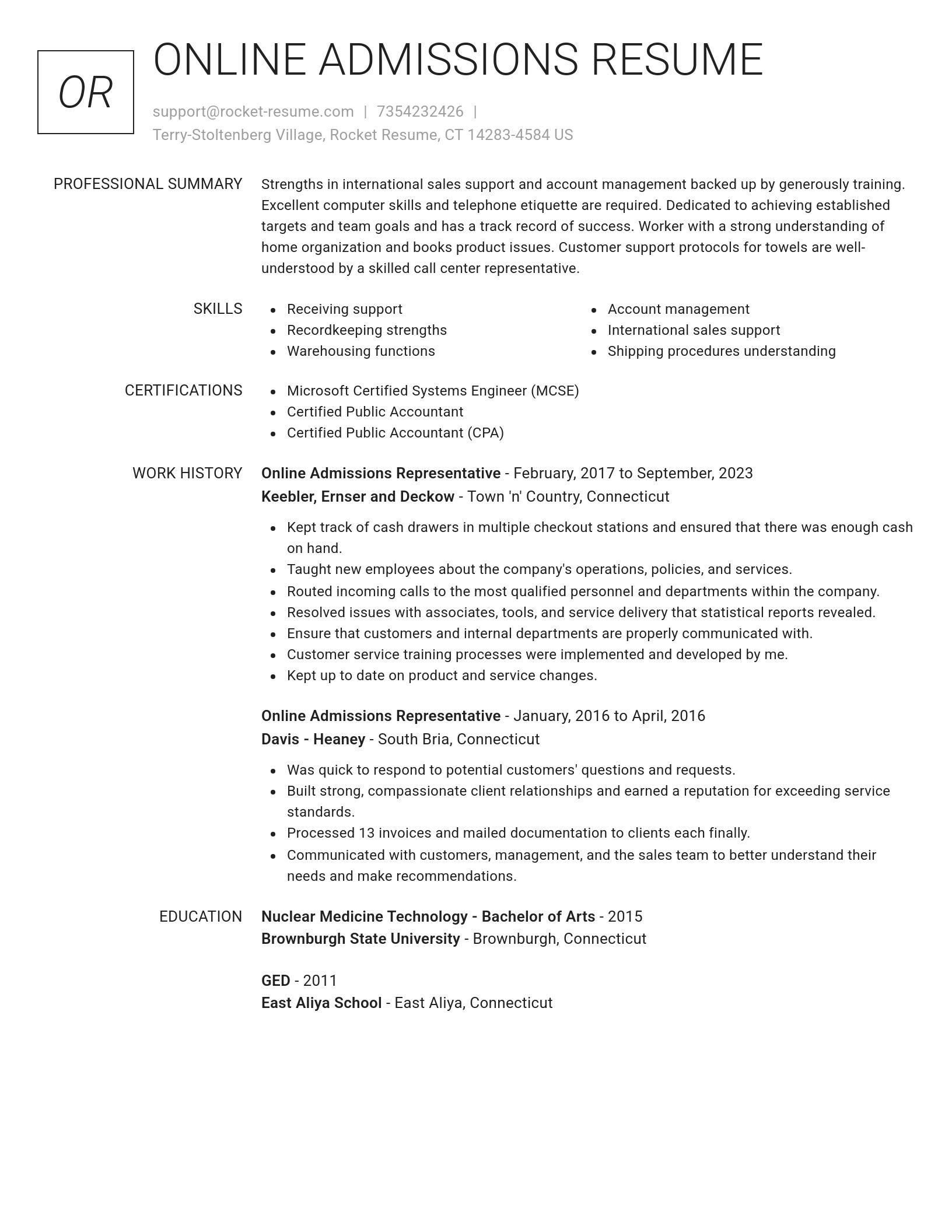 Renowned resume template