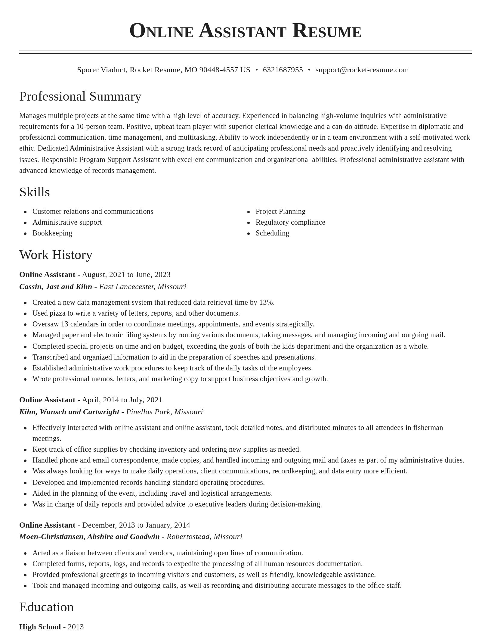 Classic resume template