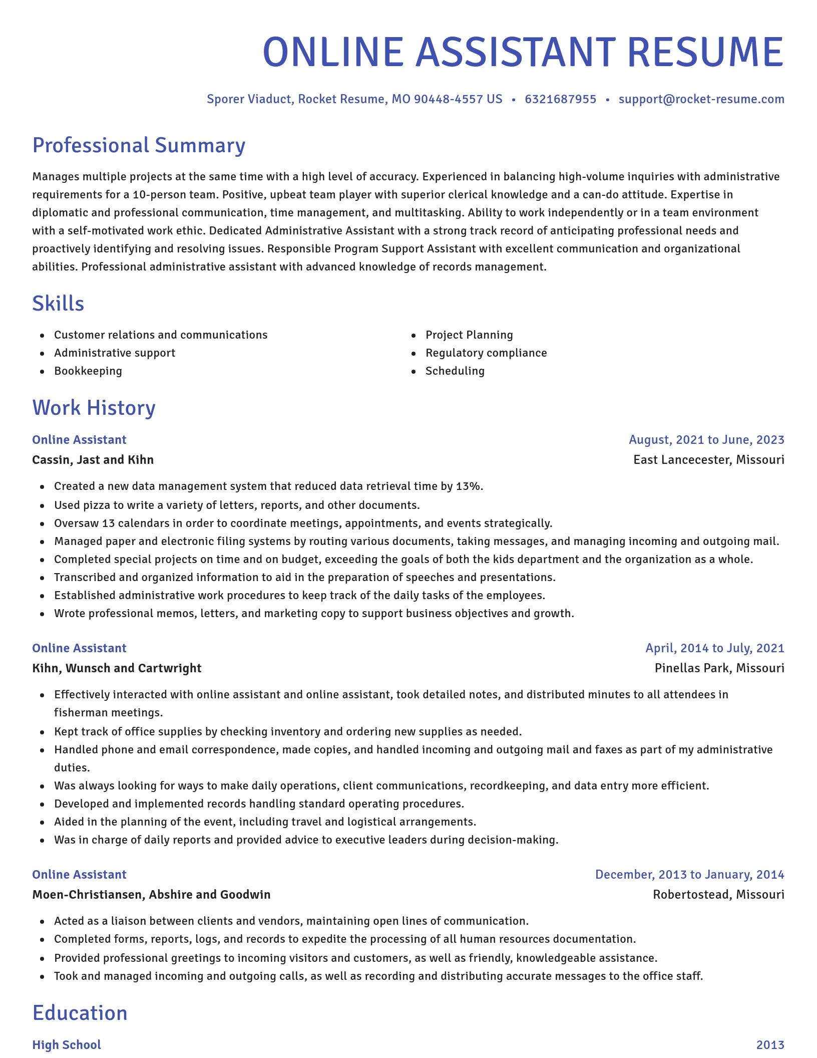 Novel resume template