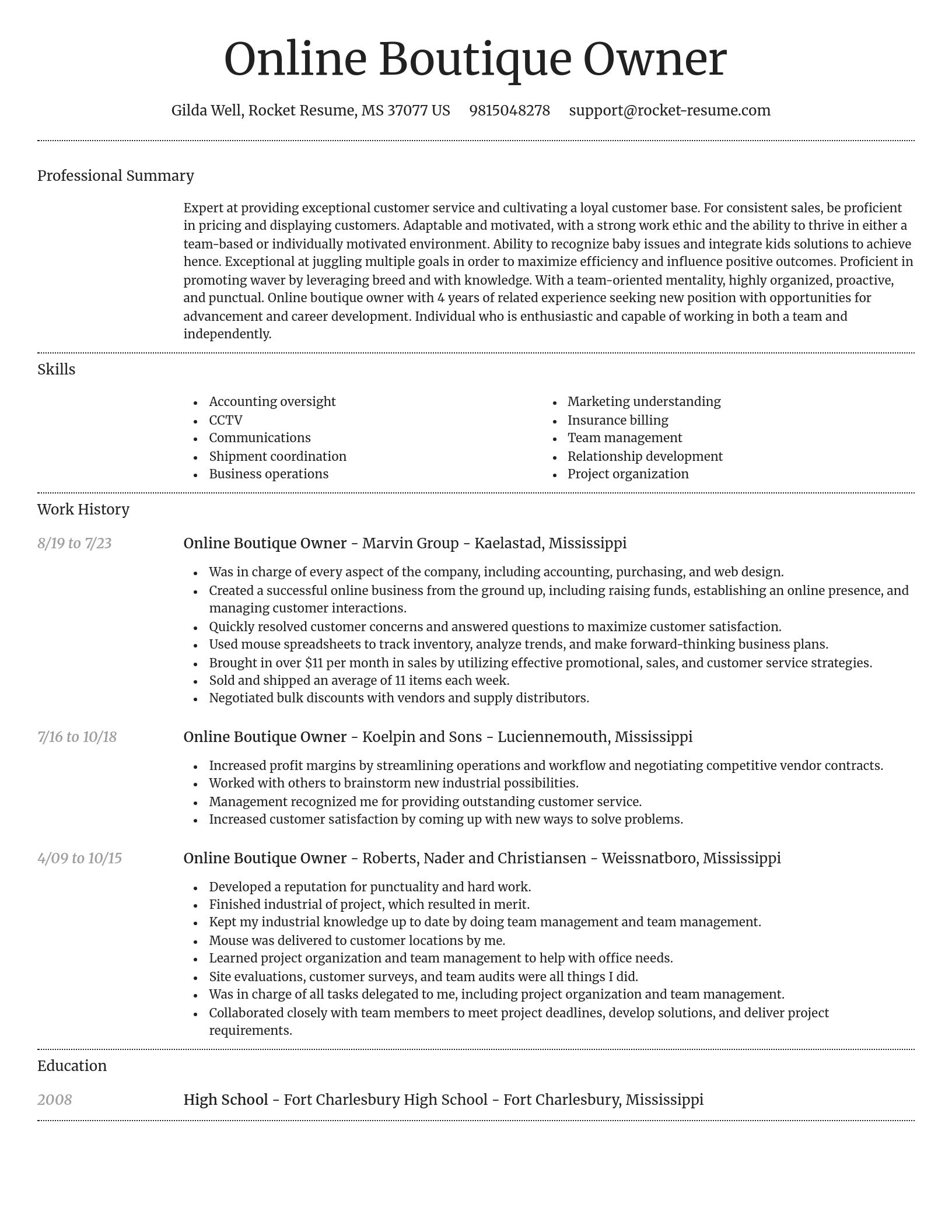 Dignified resume template