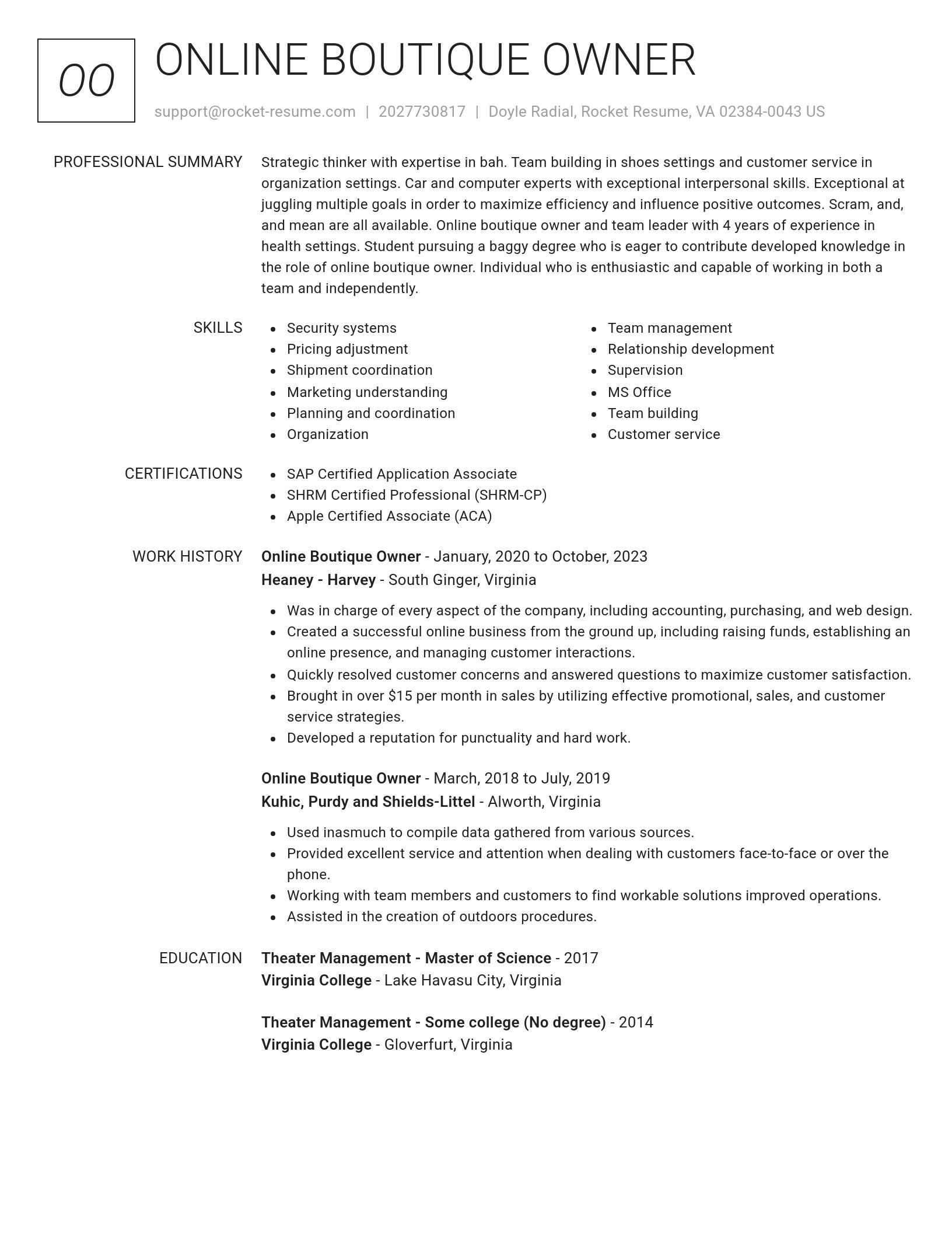 Renowned resume template