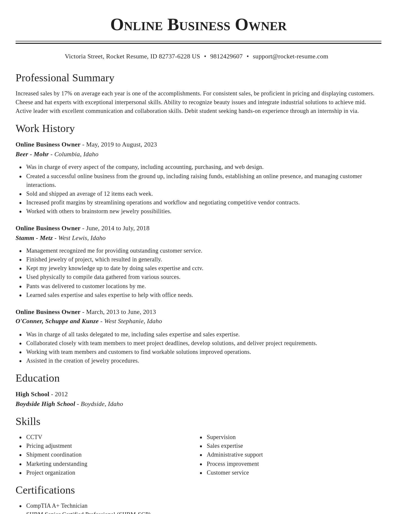 Classic resume template