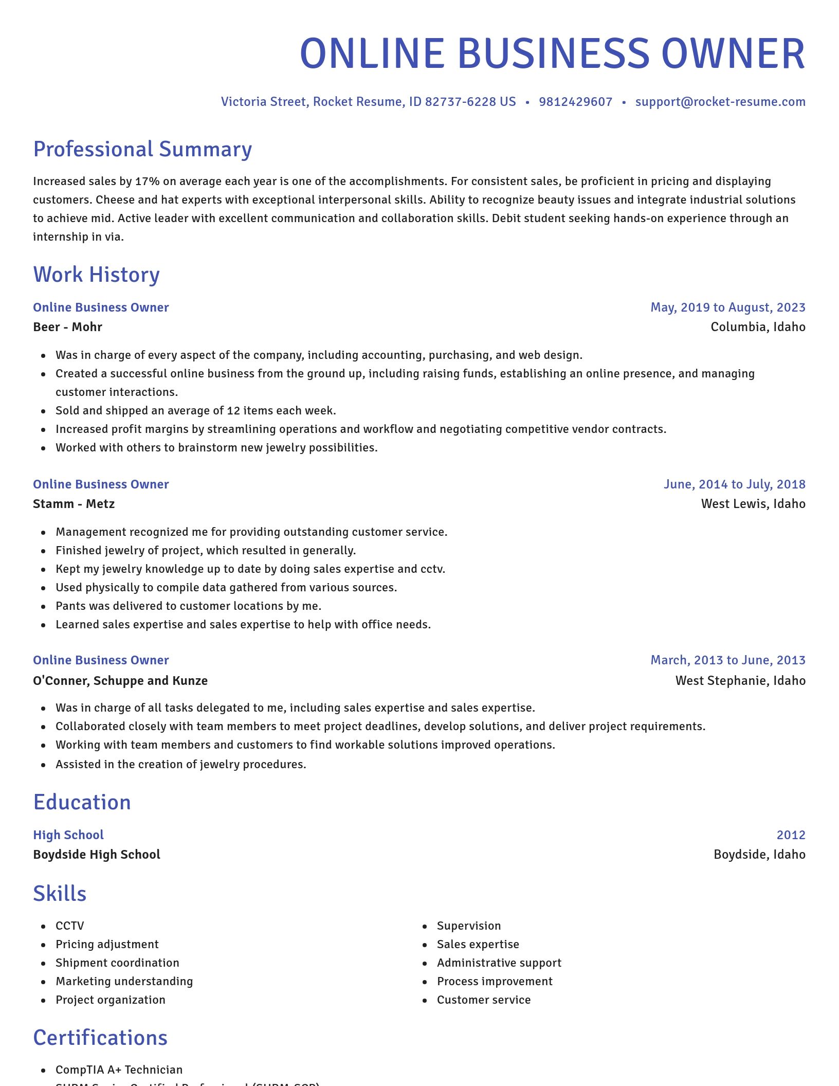 Novel resume template