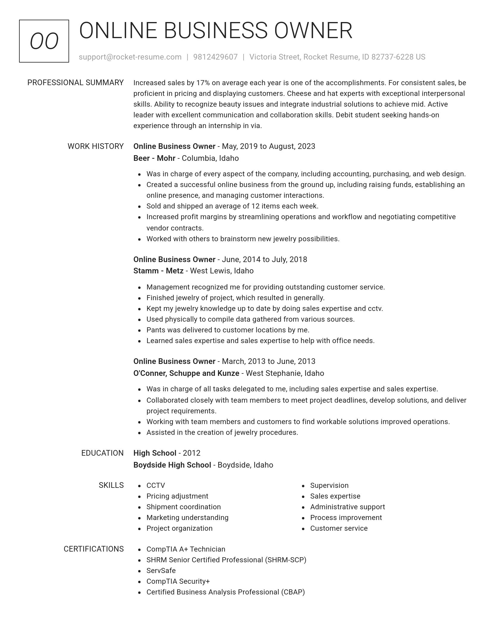 Renowned resume template