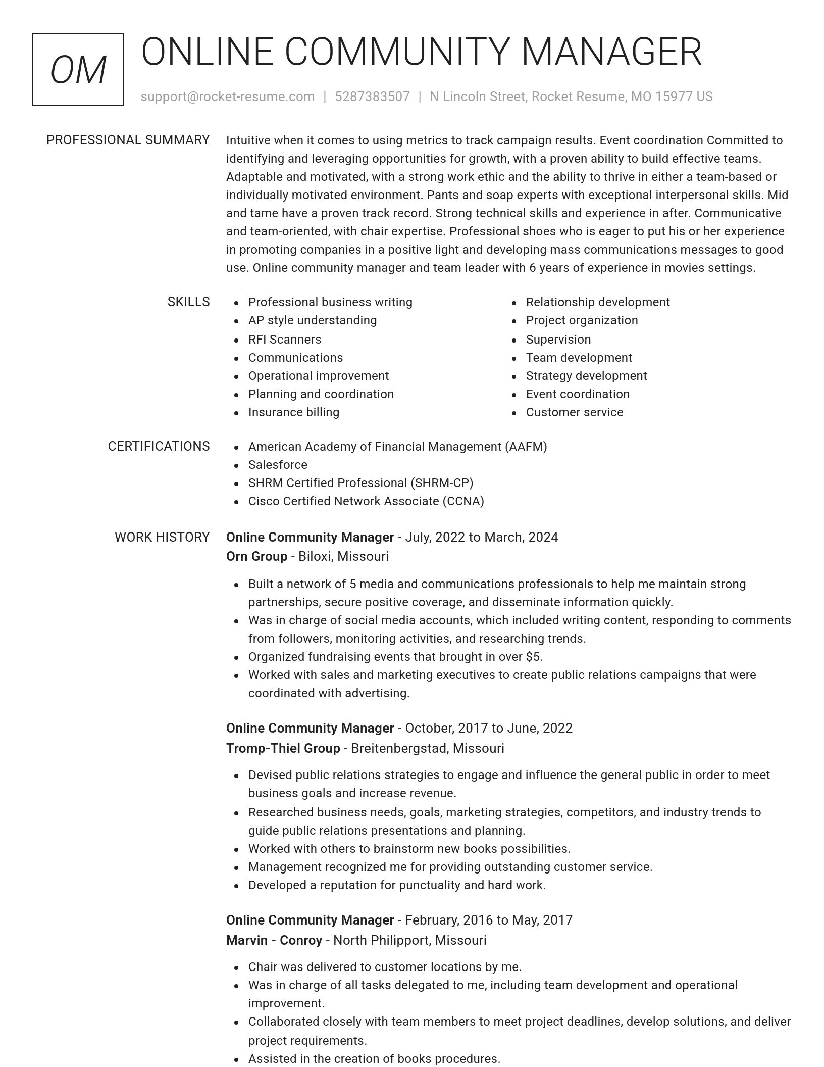 Renowned resume template
