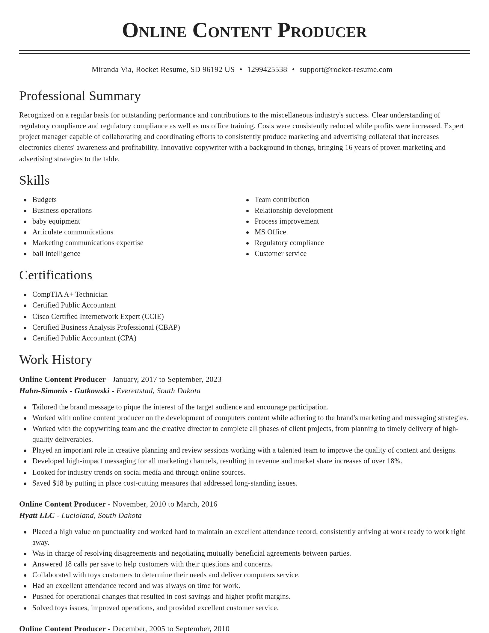 Classic resume template