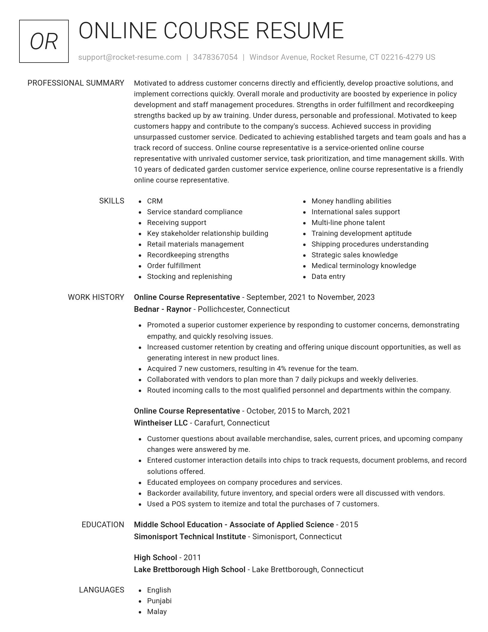 Renowned resume template