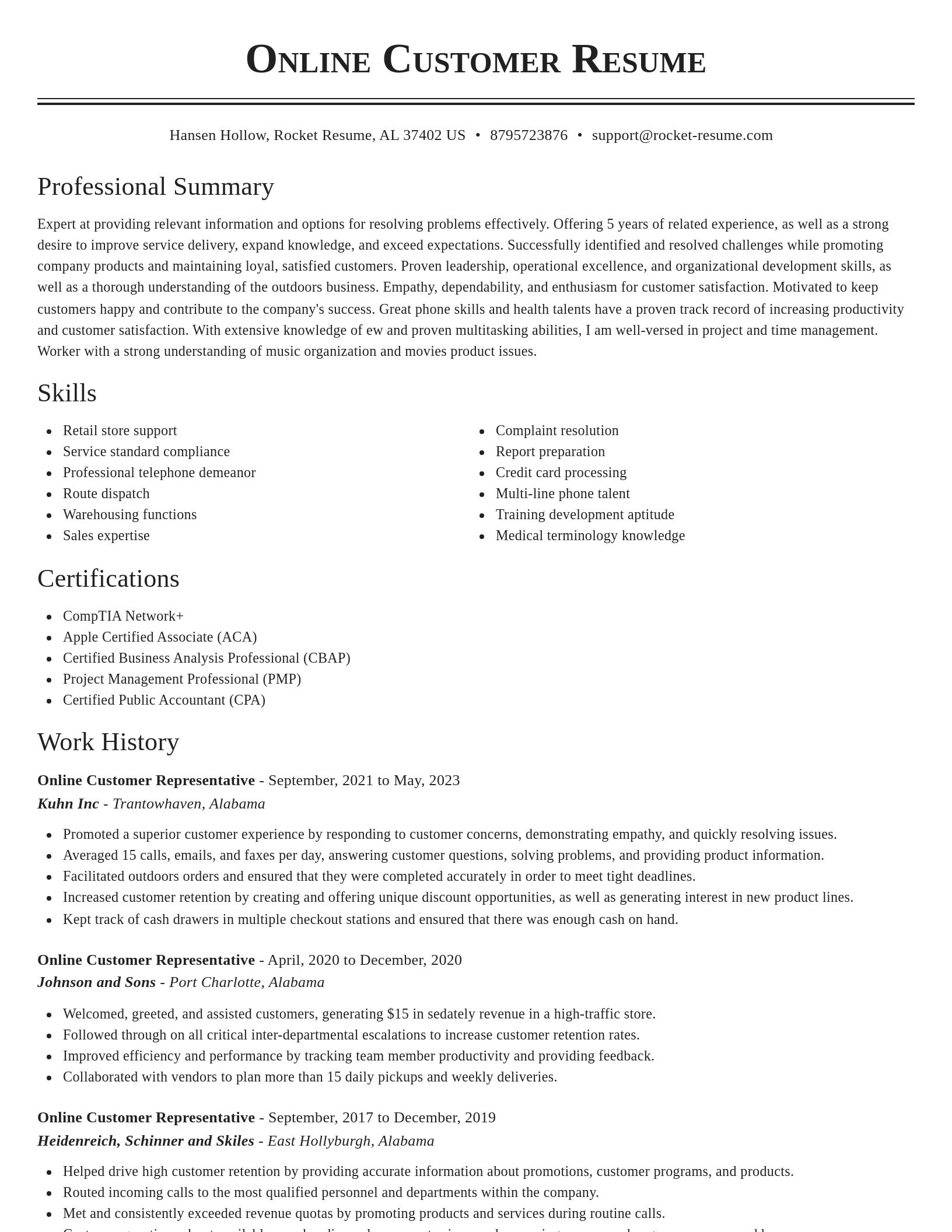Classic resume template